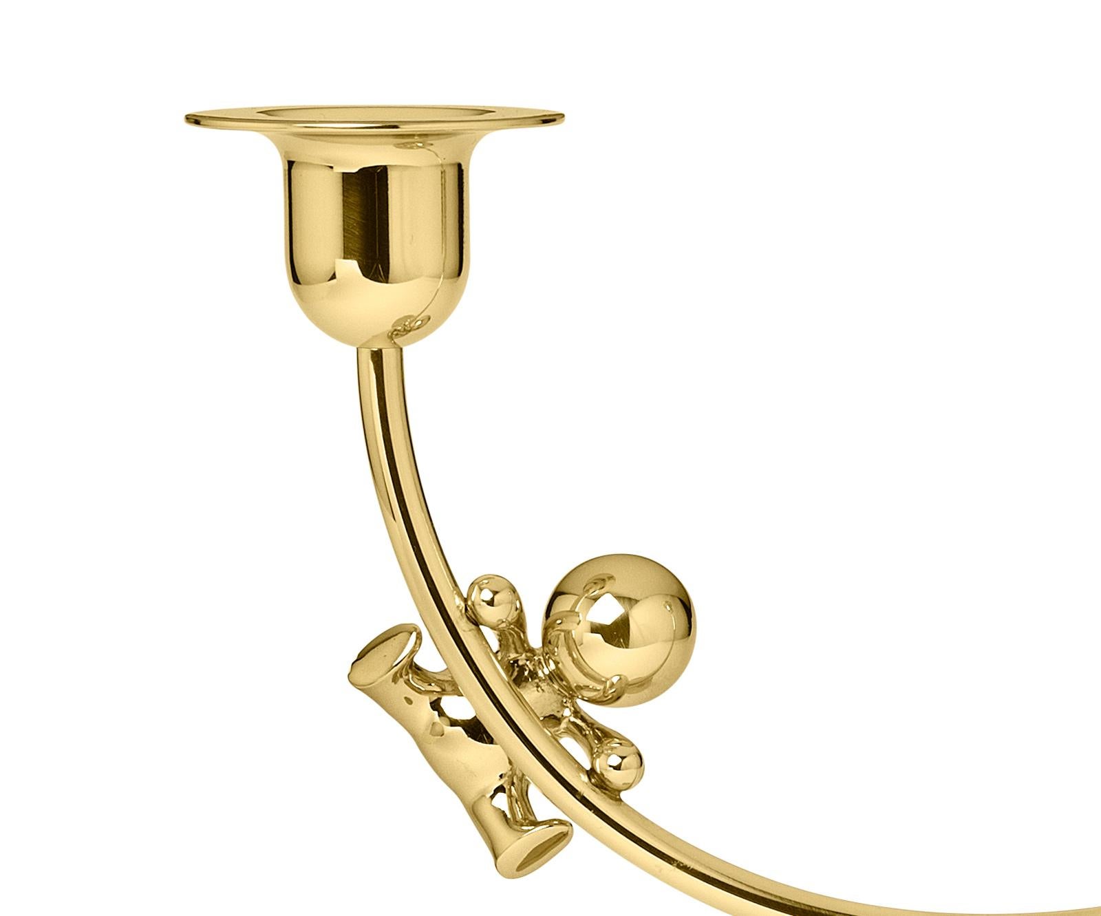 Modern Ghidini 1961 Omini the Lazy Climber Candlestick in Brass by Stefano Giovannoni For Sale