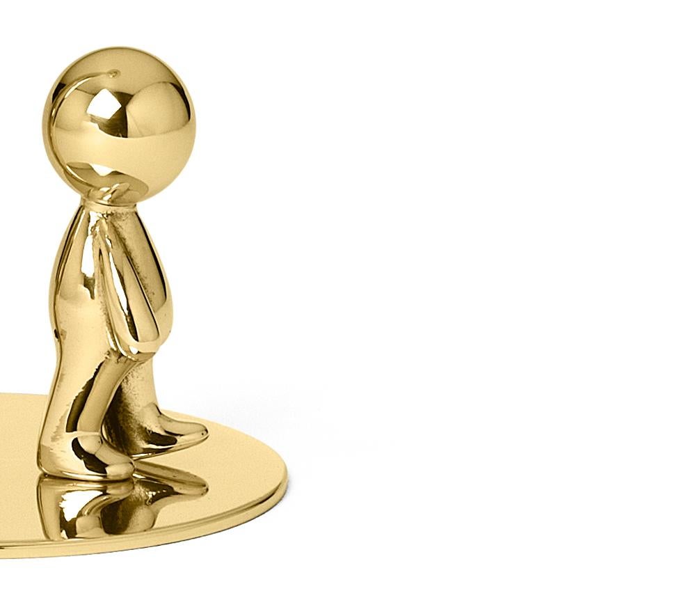 Moderno Ghidini 1961 Omini the Walkman Short Candlestick in ottone di Stefano Giovannoni in vendita