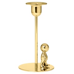 Ghidini 1961 Omini the Walkman Short Candlestick in Brass by Stefano Giovannoni