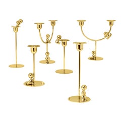Ghidini 1961 Omini the Walkman Short Candlestick in Polished Brass