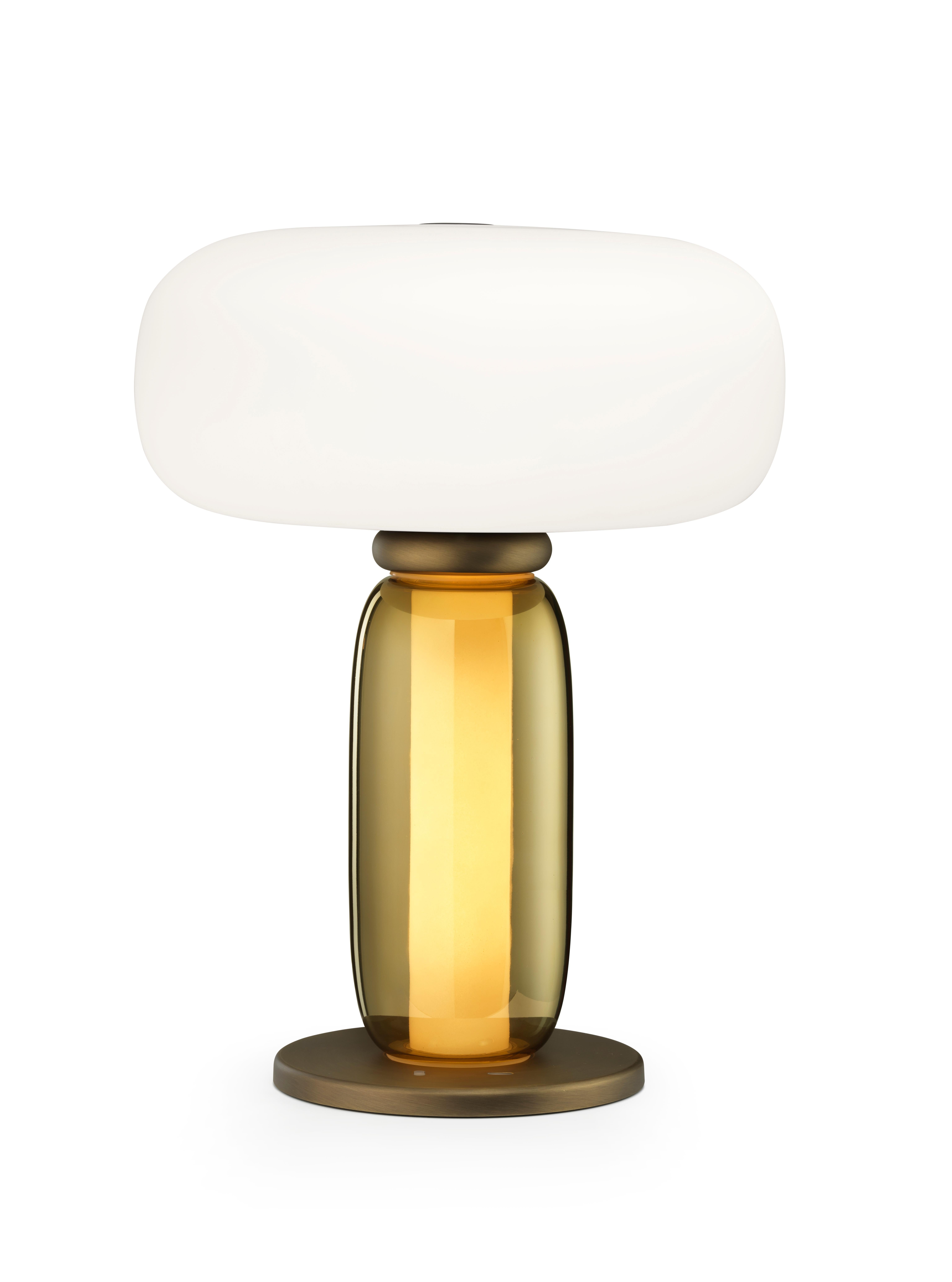 Modern Ghidini 1961 One on One Table Lamp in Burnished Brass and Glass by Branch For Sale
