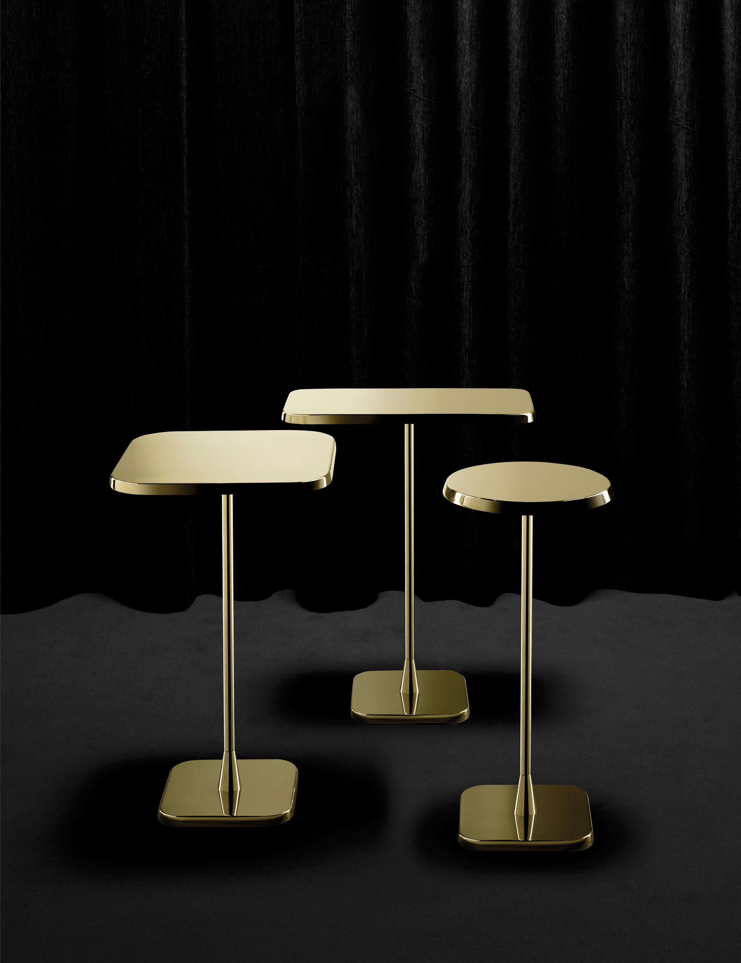 Moderne Petite table ronde opéra Ghidini 1961 avec finition dorée de Richard Hutten en vente