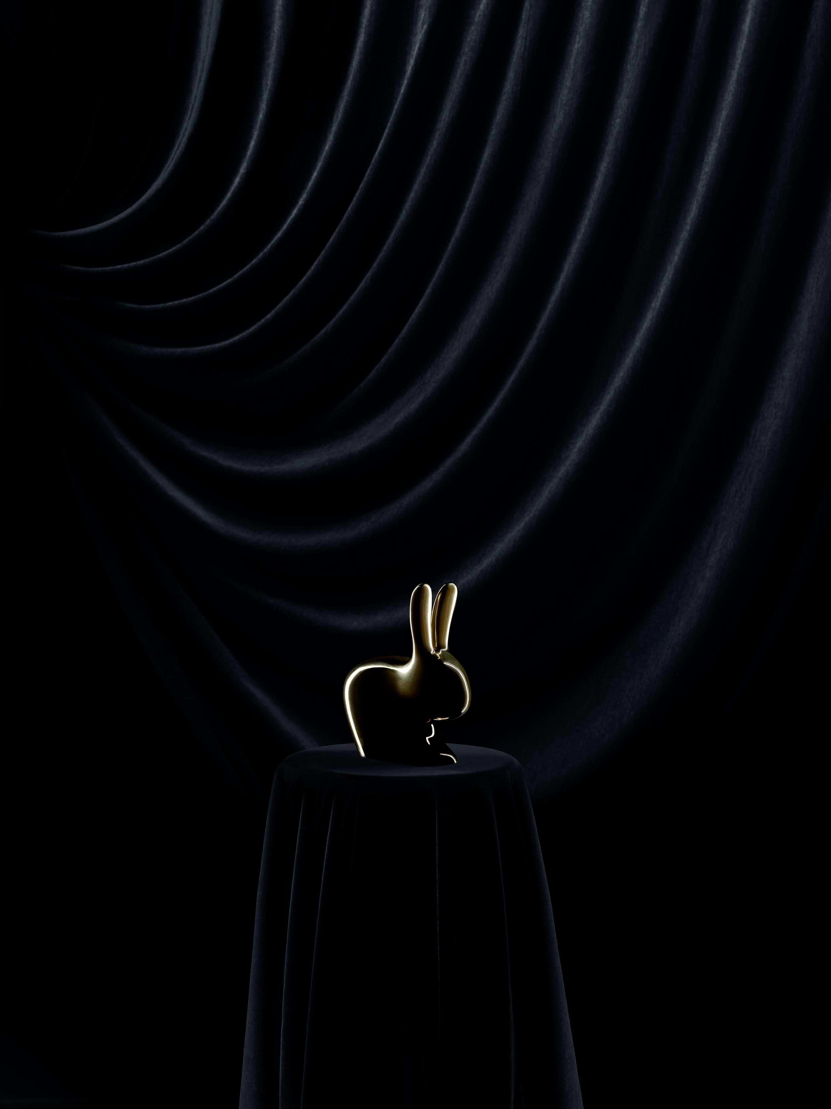Italian Ghidini 1961 Small Rabbit in Polished Brass by Stefano Giovannoni For Sale
