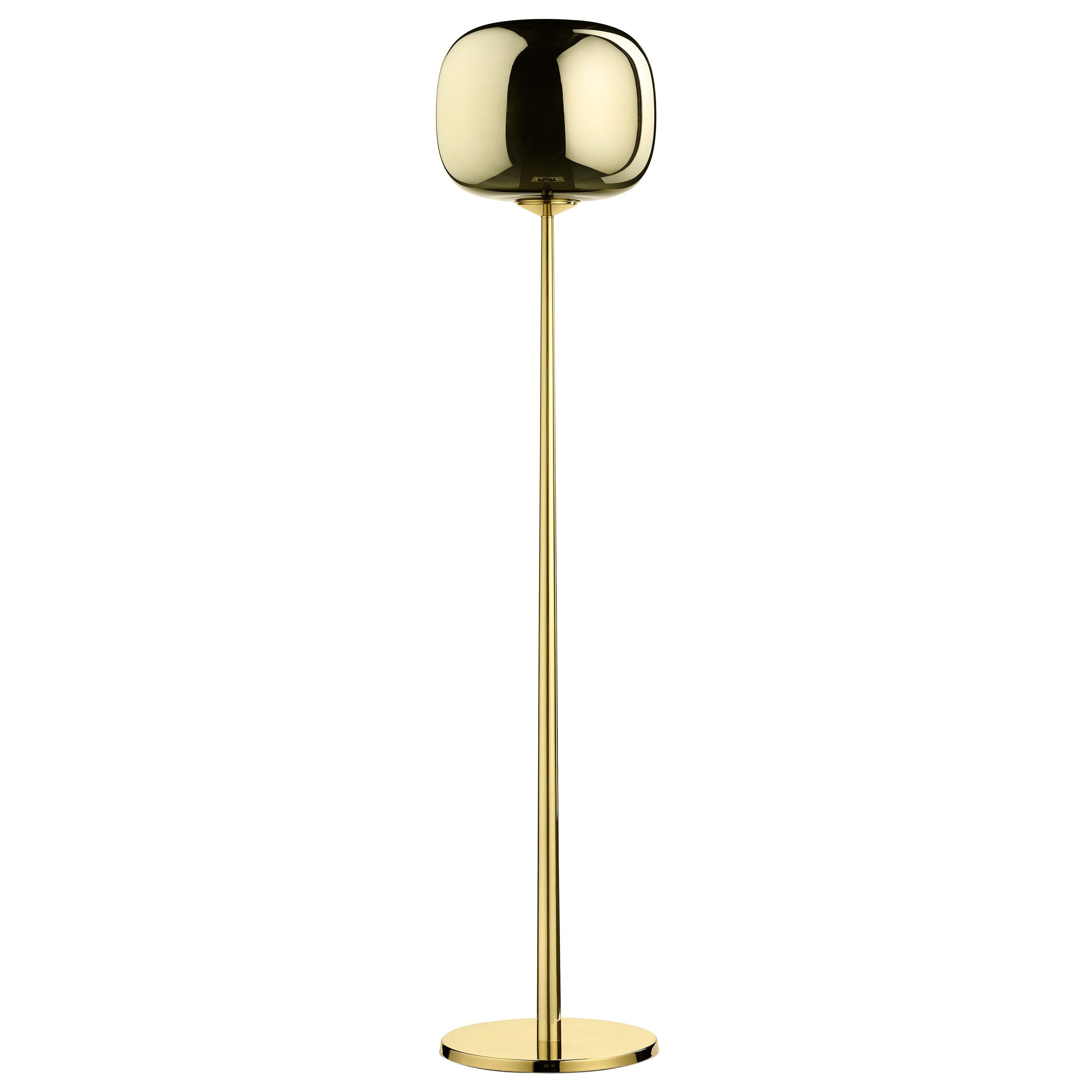 Lampada da terra Ghidini 1961 Tall Dusk Dawn in ottone e vetro metallizzato by Branch