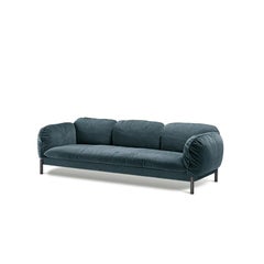 Ghidini 1961 Tarantino 3-Seat Sofa in Blue Cord Fabric by L. Bozzoli