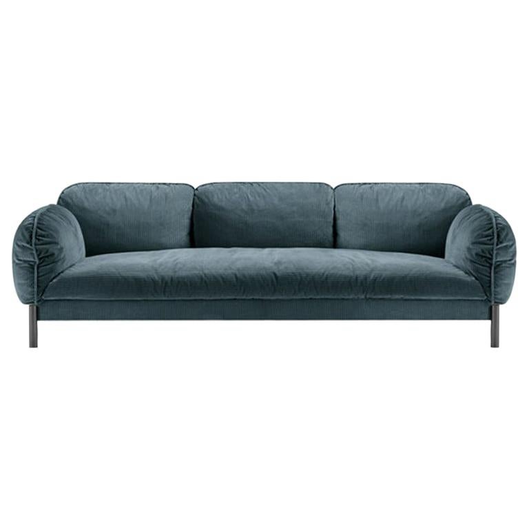 Ghidini 1961 Tarantino 3-Sitz-Sofa aus blauem Kordelstoff von L. Bozzoli