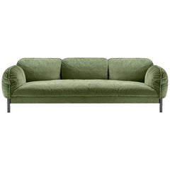 Ghidini 1961 Tarantino 3-Seat Sofa in Green Cord Fabric by L. Bozzoli