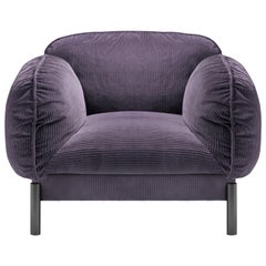 Ghidini 1961 Fauteuil Tarantino en tissu de cordon violet et laiton de L. Bozzoli