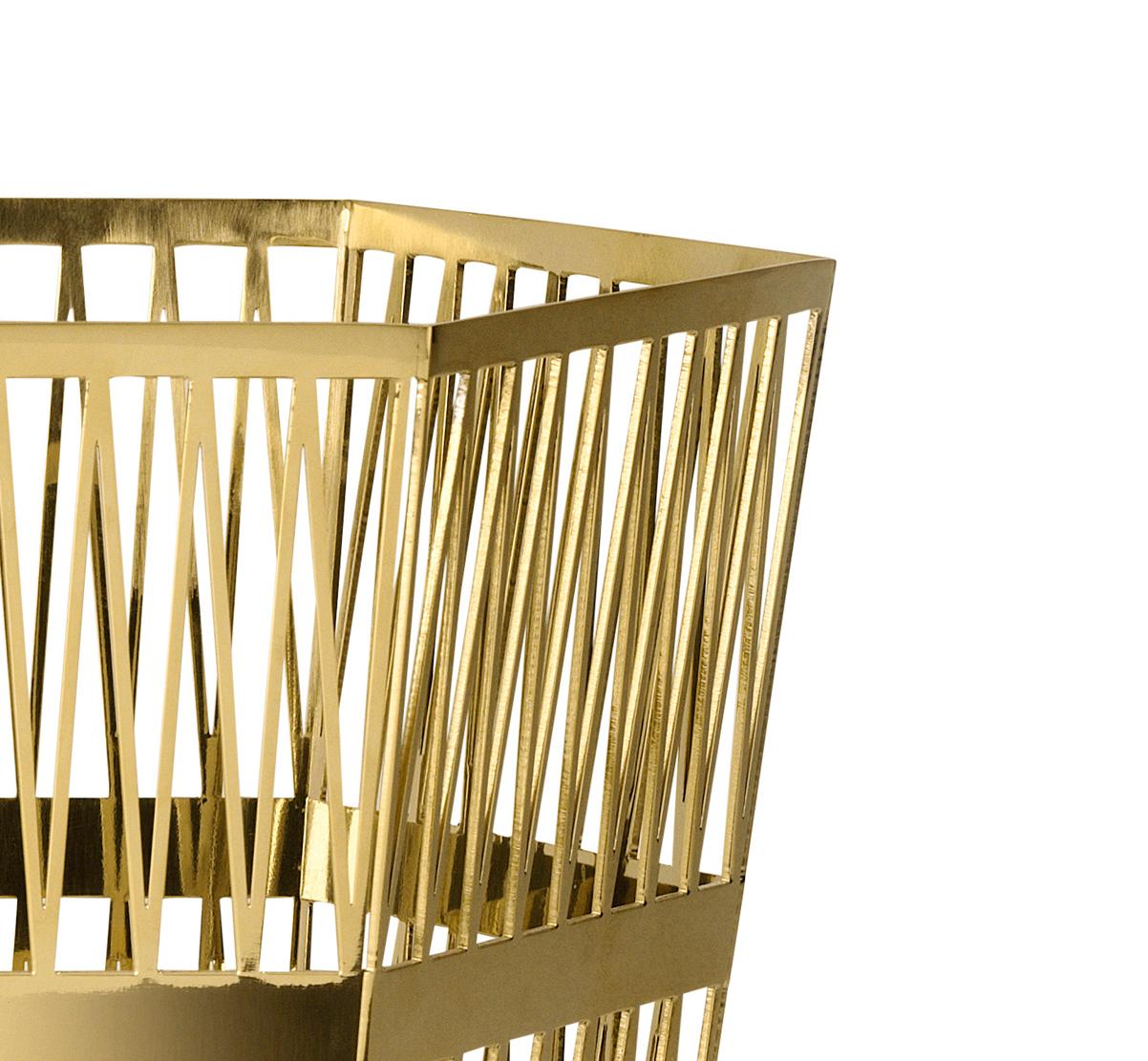 Modern Ghidini 1961 Tip Top Large Paper Basket in Gold by Richard Hutten For Sale