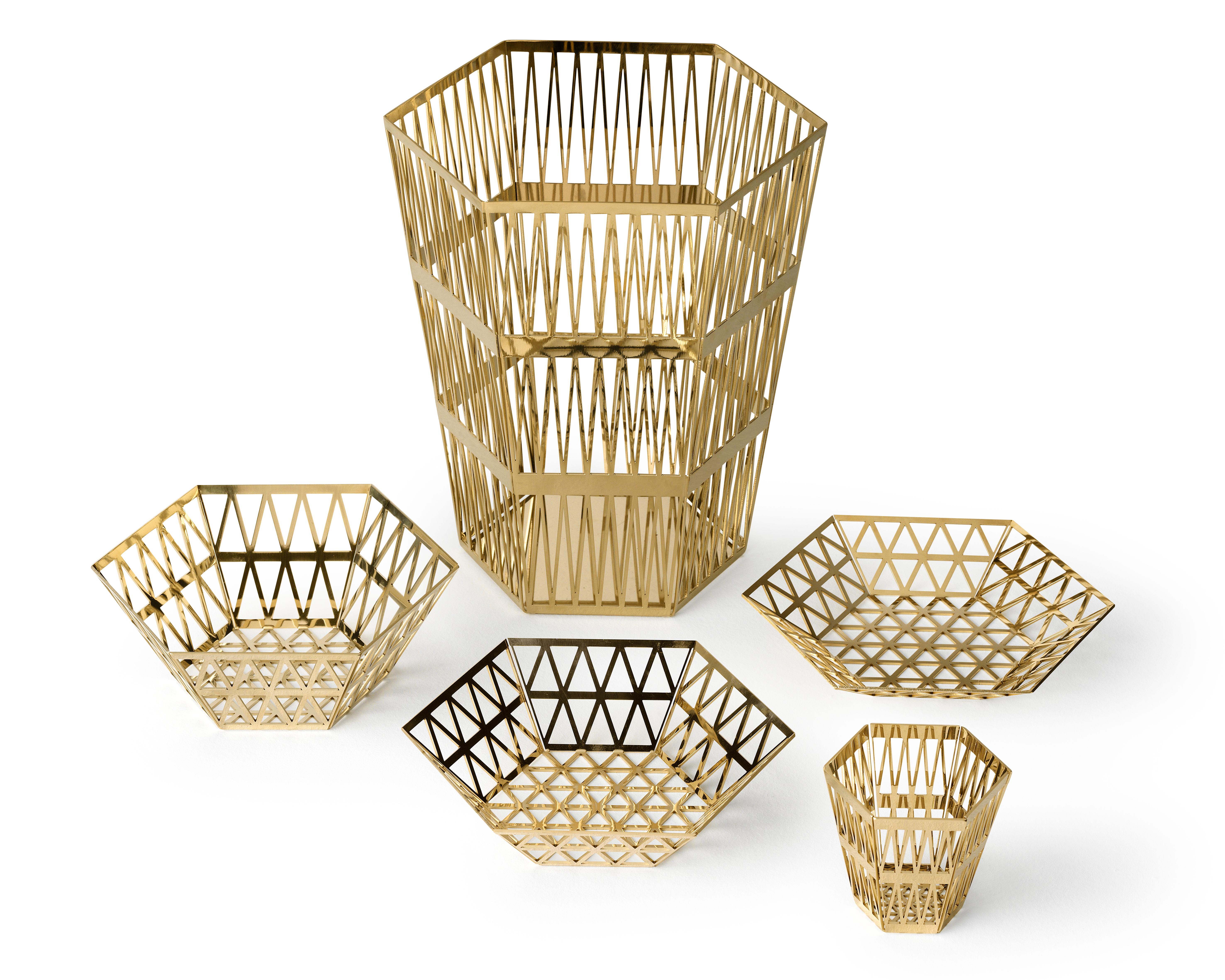 Italian Ghidini 1961 Tip Top Large Paper Basket in Gold by Richard Hutten For Sale