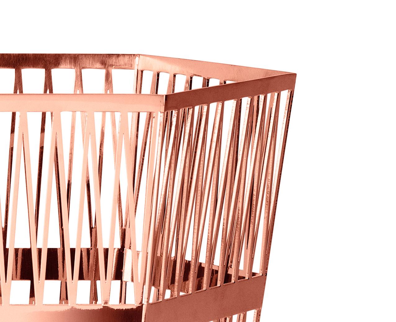Modern Ghidini 1961 Tip Top Large Paper Basket in Rose Gold by Richard Hutten For Sale