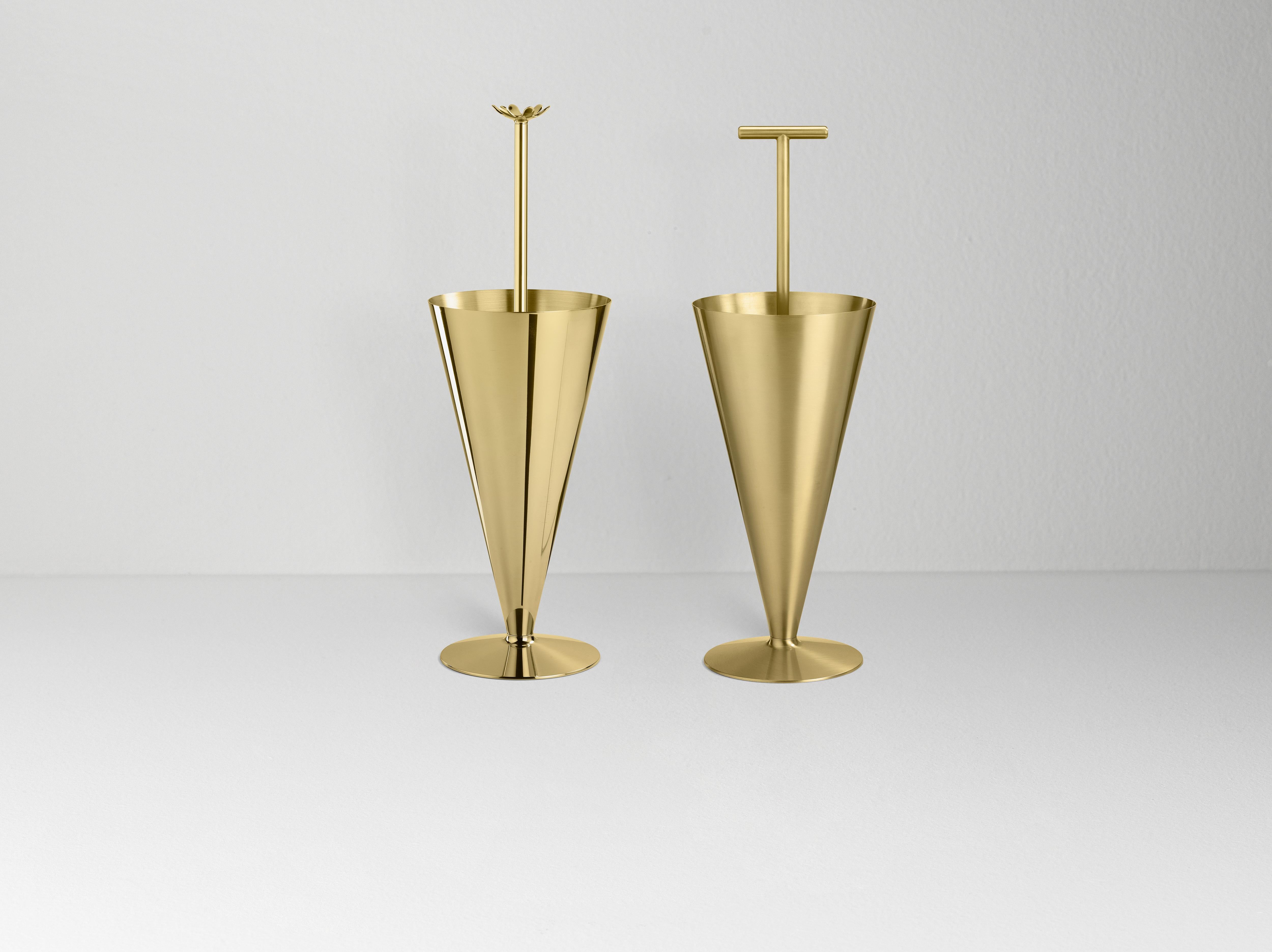 Modern Ghidini 1961 Tumbrella Umbrella Stand in Glossy Brass by Richard Hutten For Sale