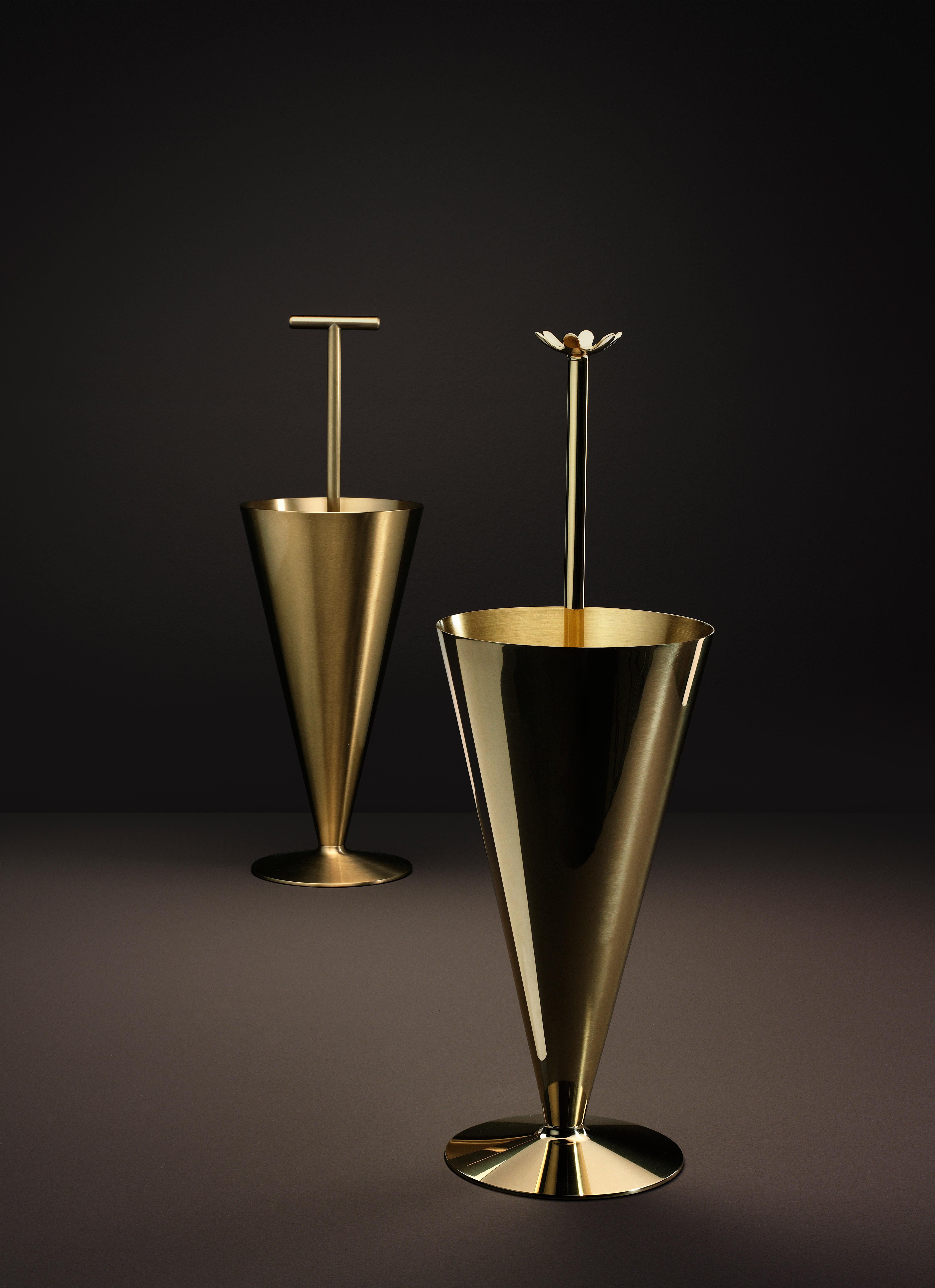 Modern Ghidini 1961 Tumbrella Umbrella Stand in Satin Brass by Richard Hutten For Sale