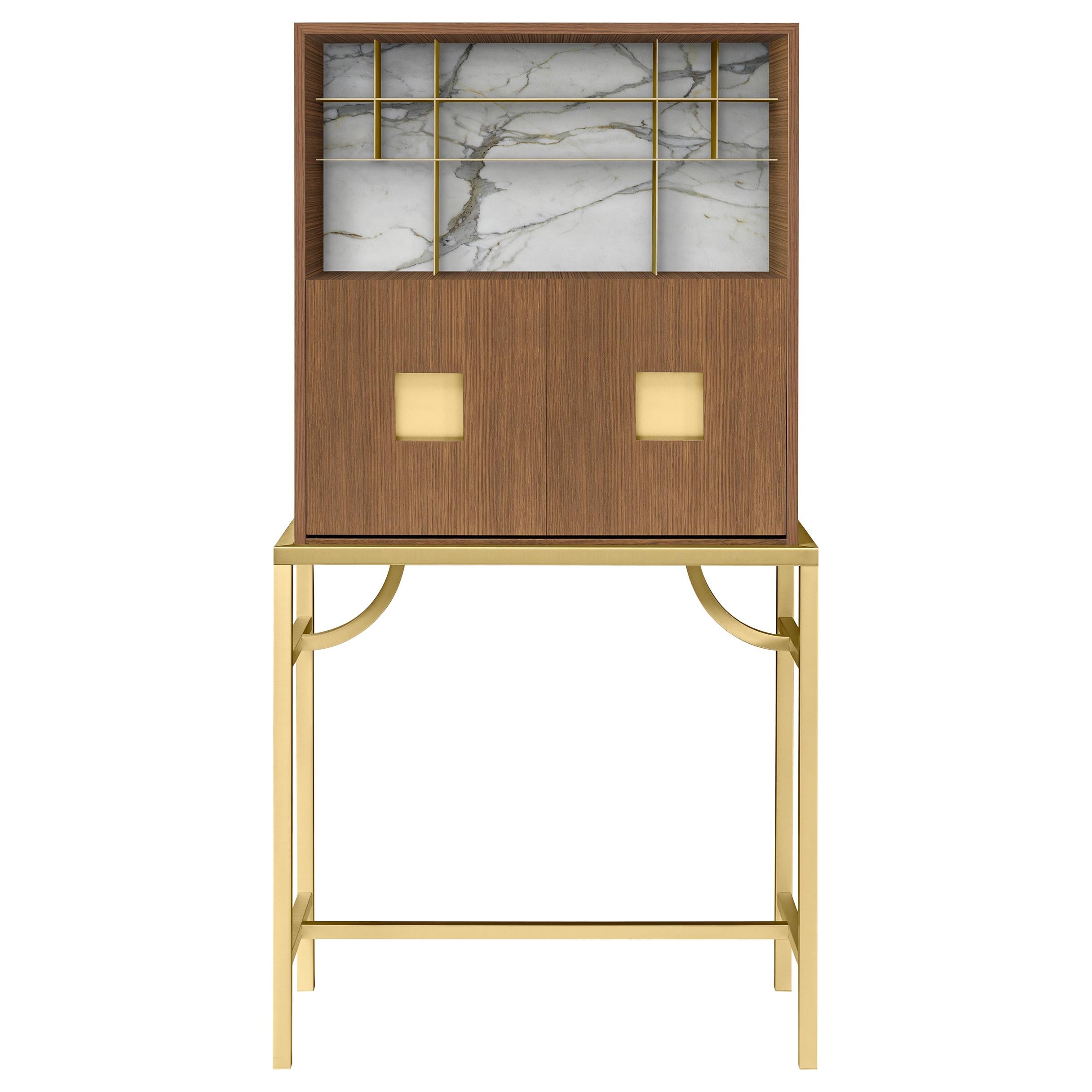 Grand cabinet Zuan en chêne et marbre Calacatta de P.Rizzatto, Ghidini 1961 en vente