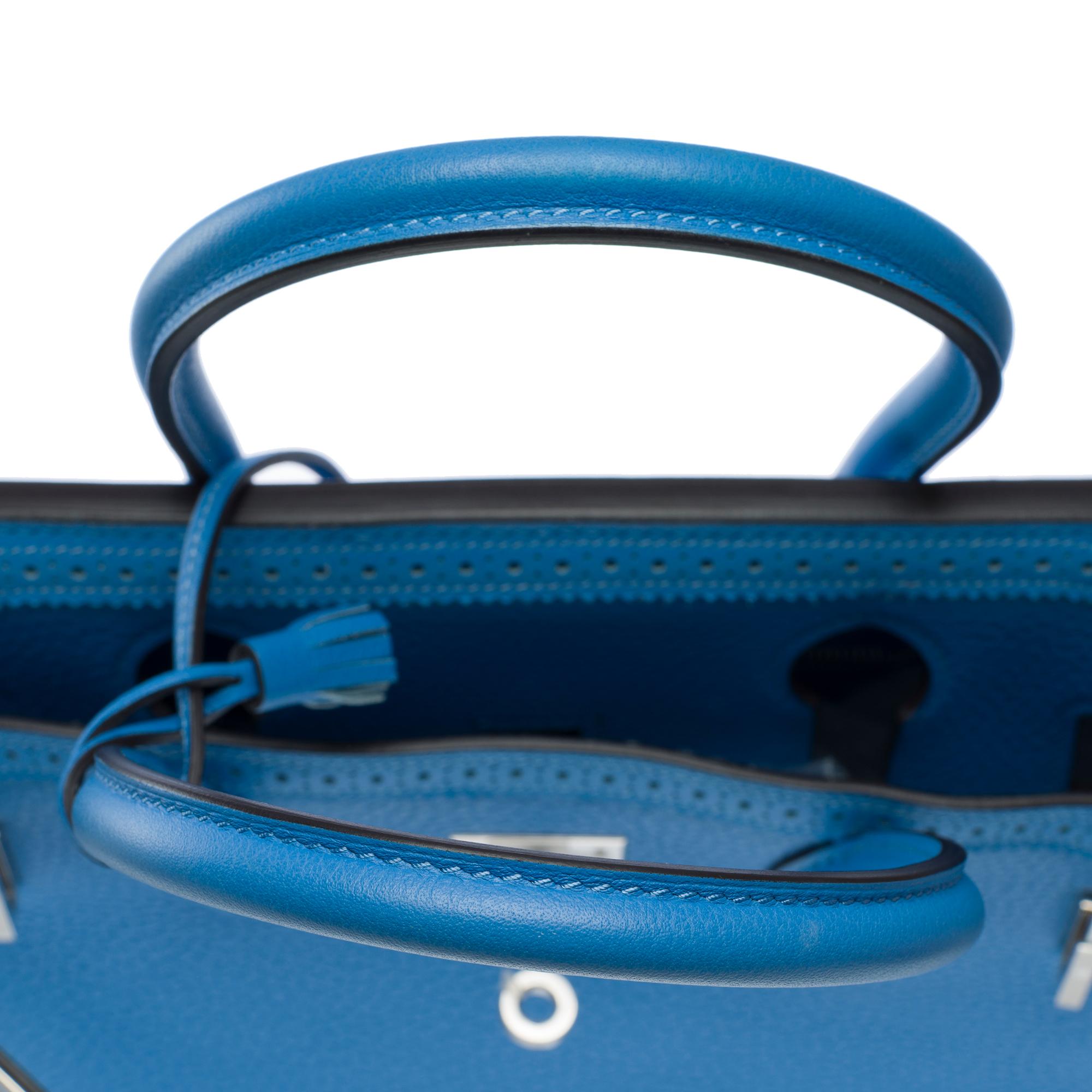 Ghillies Limited Edition Hermes Birkin 30 handbag in Paradis Blue leather, PHW For Sale 7