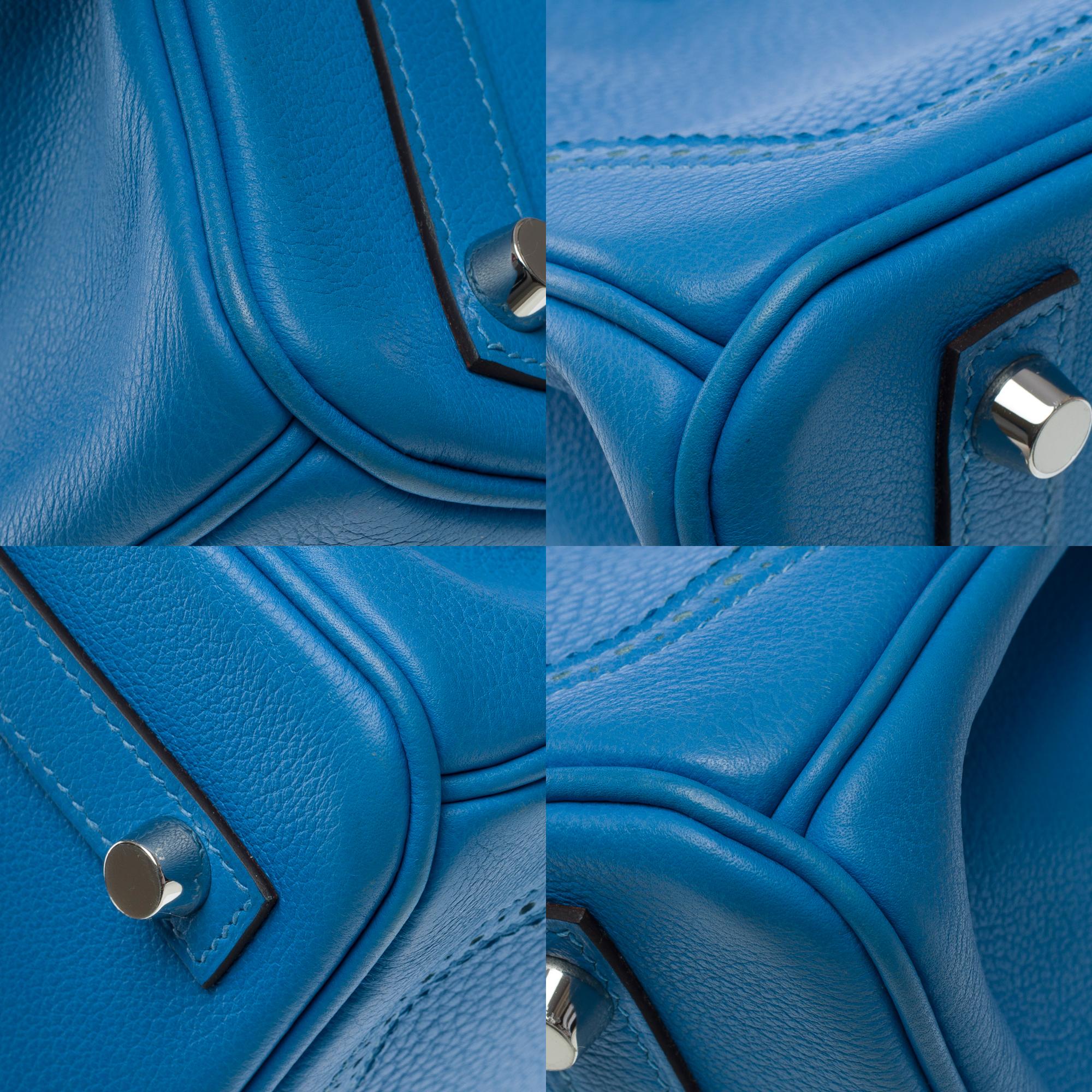 Ghillies Limited Edition Hermes Birkin 30 handbag in Paradis Blue leather, PHW For Sale 9