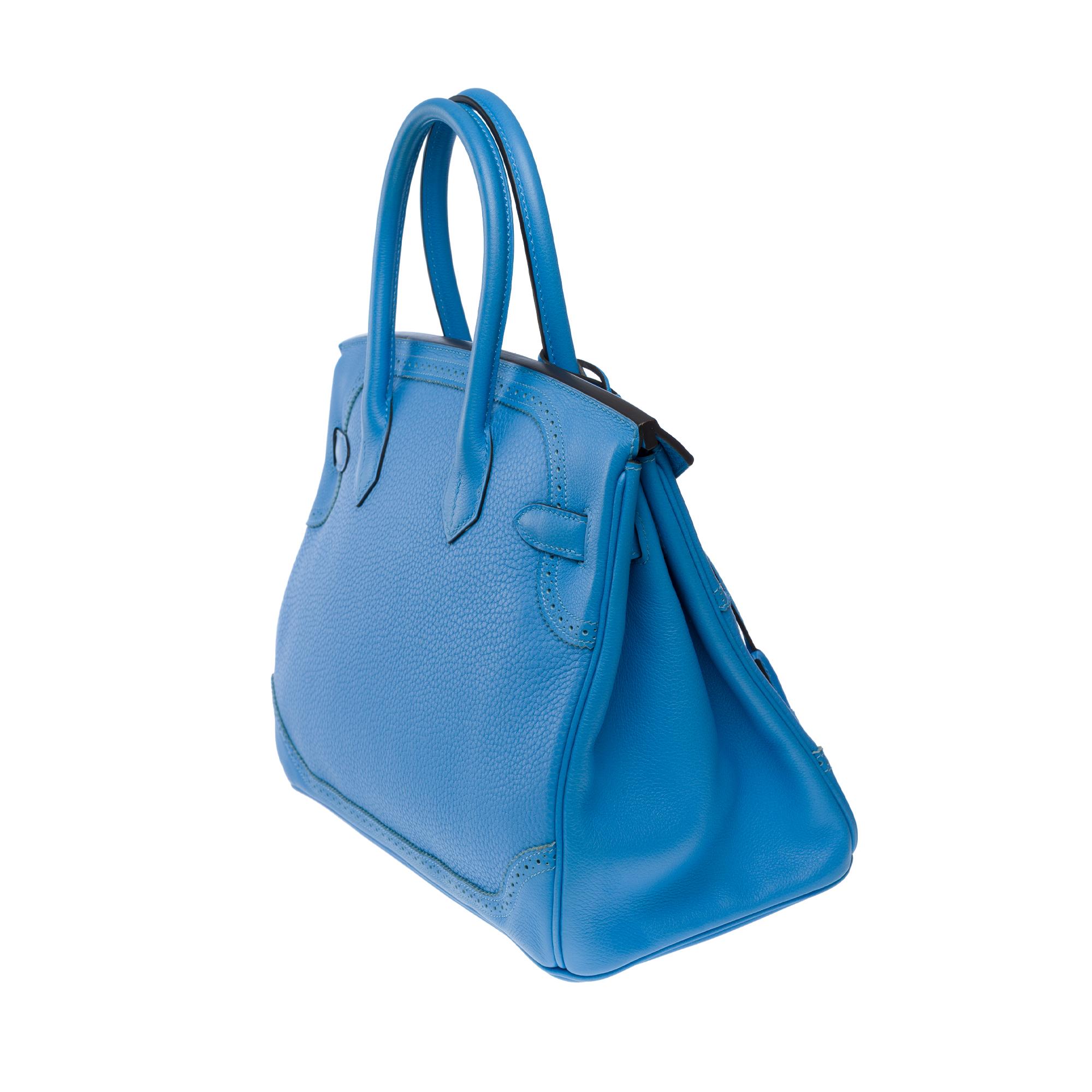 Ghillies Limited Edition Hermes Birkin 30 handbag in Paradis Blue leather, PHW For Sale 1