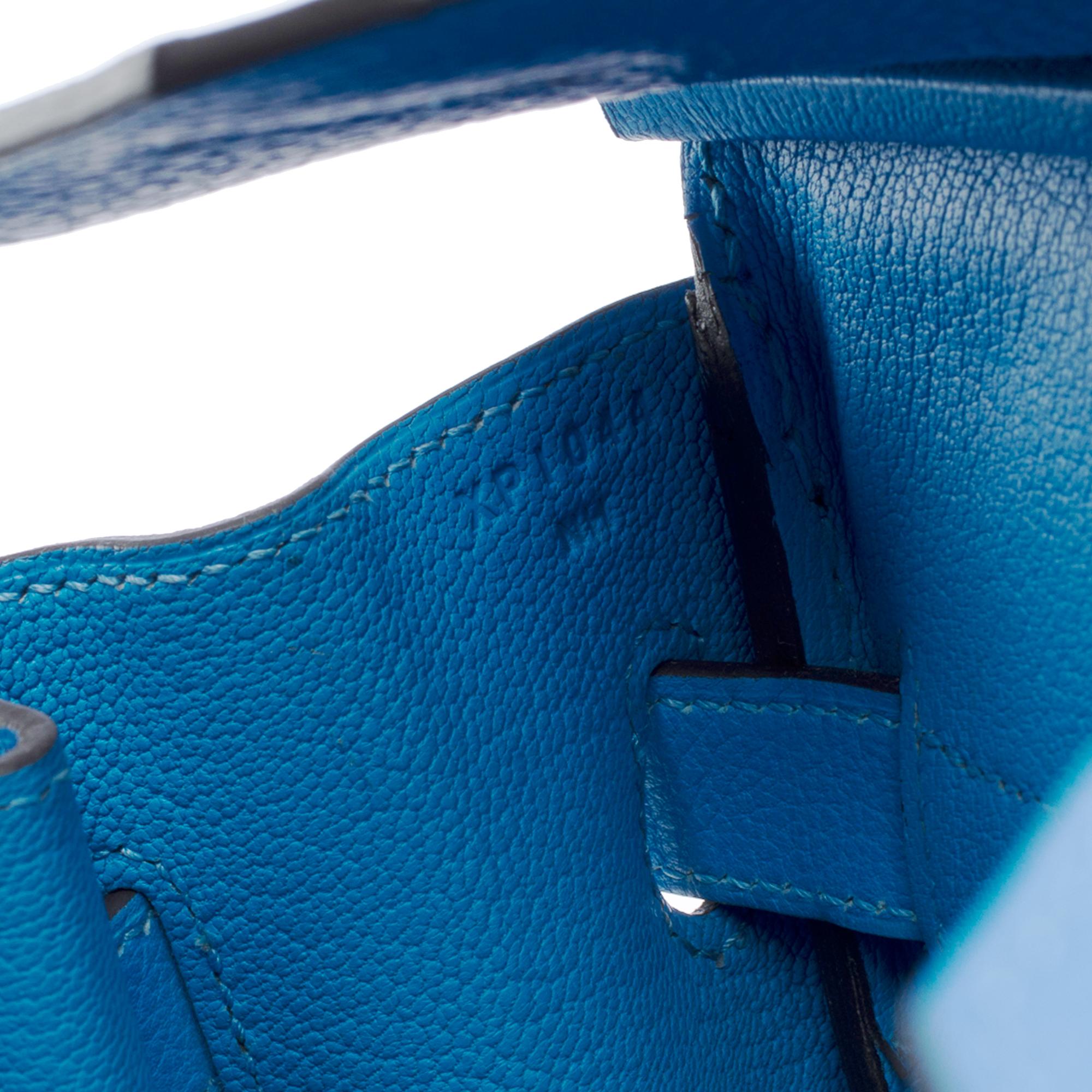 Ghillies Limited Edition Hermes Birkin 30 handbag in Paradis Blue leather, PHW For Sale 4