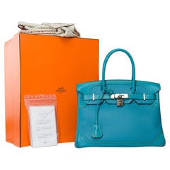 Ghillies Limited Edition Hermes Birkin 30 handbag in Turquoise Blue leather, SHW