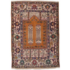 Vintage Ghiordes Prayer Rug