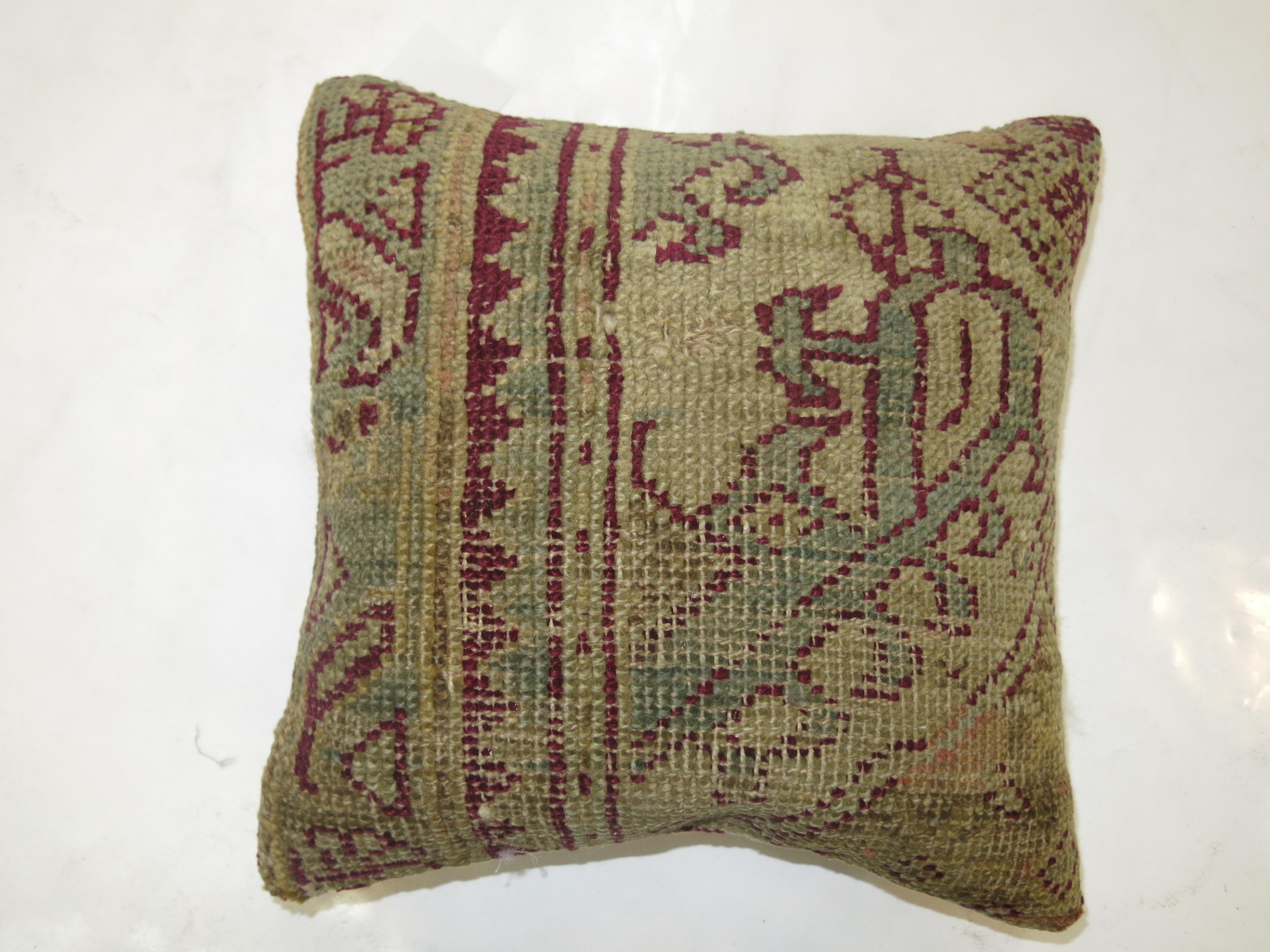 Oushak Ghiordes Mini Size Rug Pillow For Sale