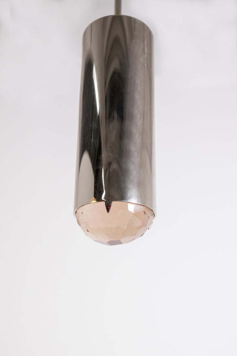 Ghirò Studio Italian Pendant in Brass and Pink Art Glass, 2020 In Good Condition For Sale In Milano, IT