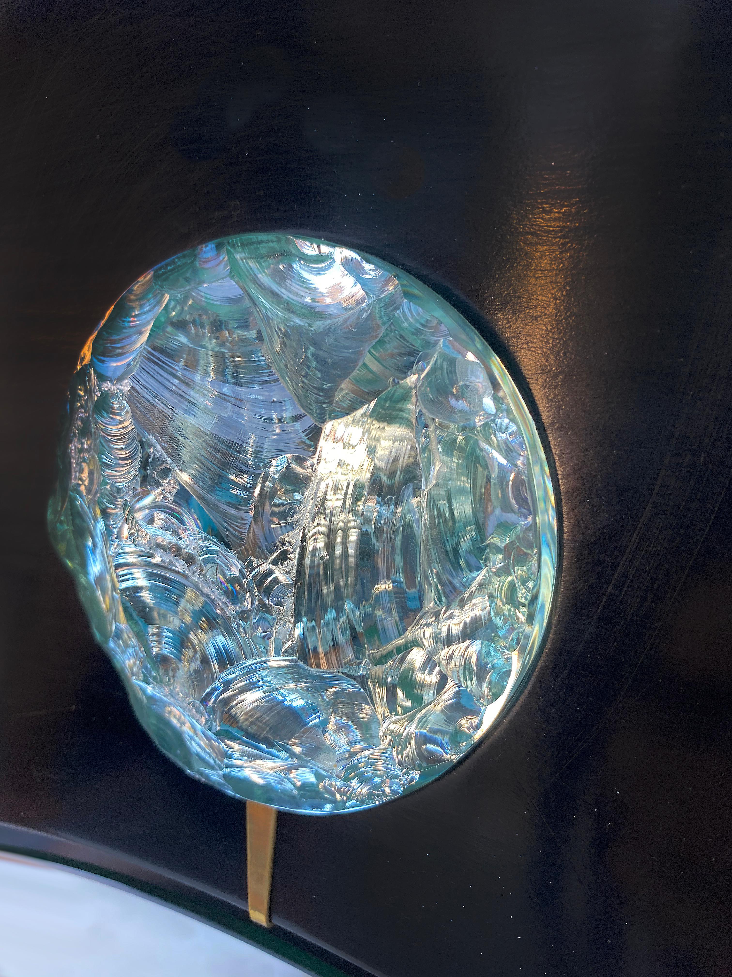 Italian Ghiro Studio 'Italy' Circular Wall Mirror with Art Glass Embellishments