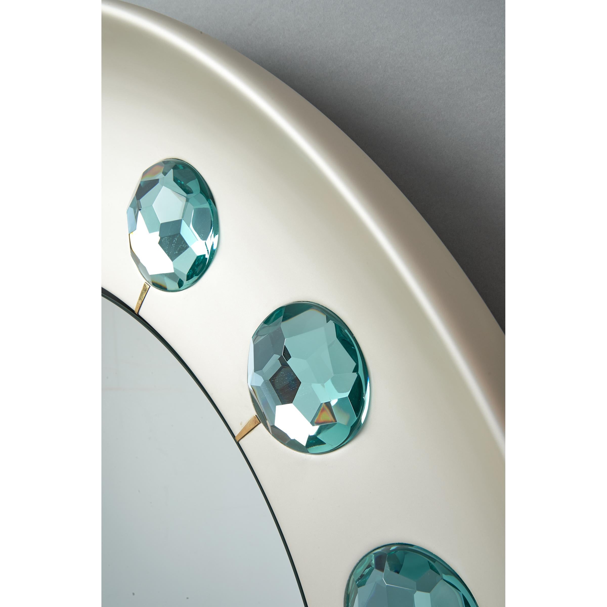 Modern Ghiro Studio Mirror with Faceted Diamond Cut Glass, Italy, 2019