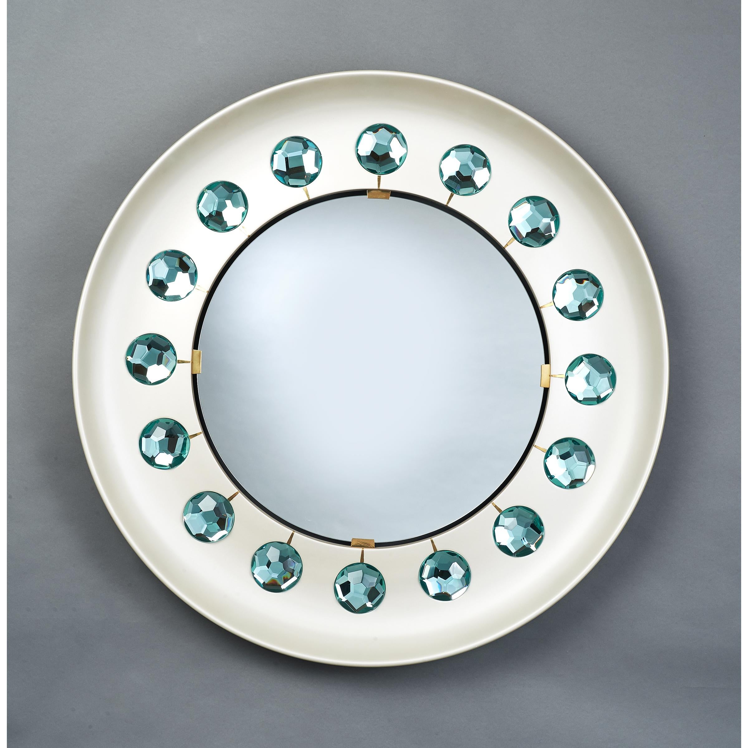 Italian Ghiro Studio Mirror with Faceted Diamond Cut Glass, Italy, 2019