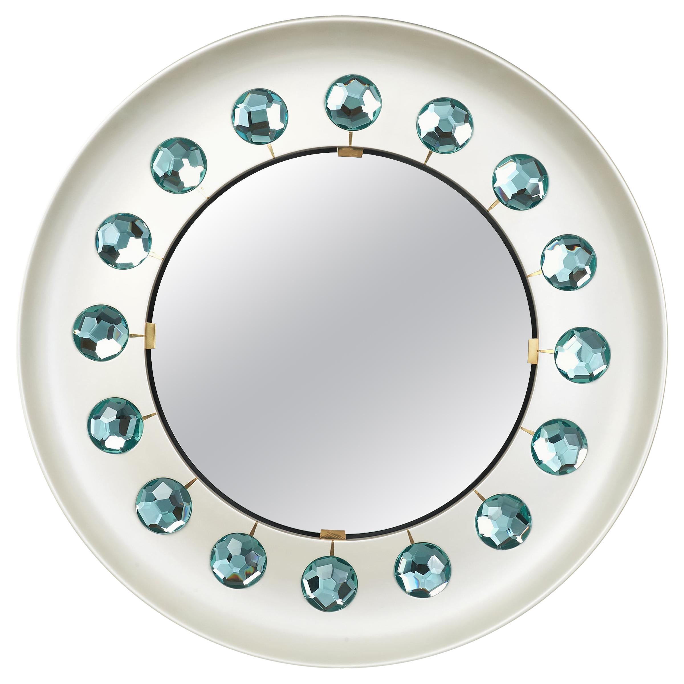 Ghiro Studio Mirror with Faceted Diamond Cut Glass, Italy, 2019