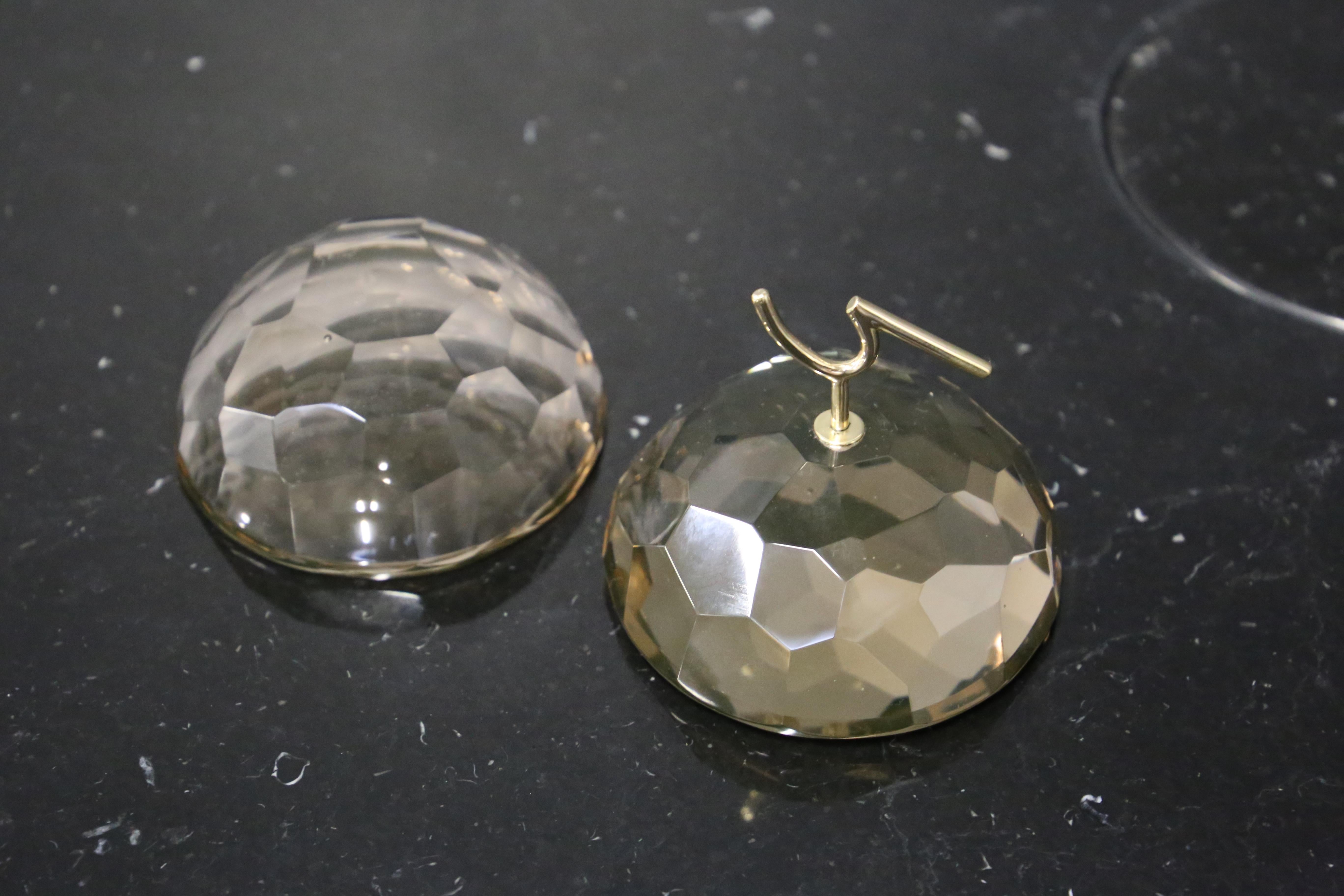 Ghir Studio Rosa Juwelenschachtel aus Messing und Glas im Angebot 6