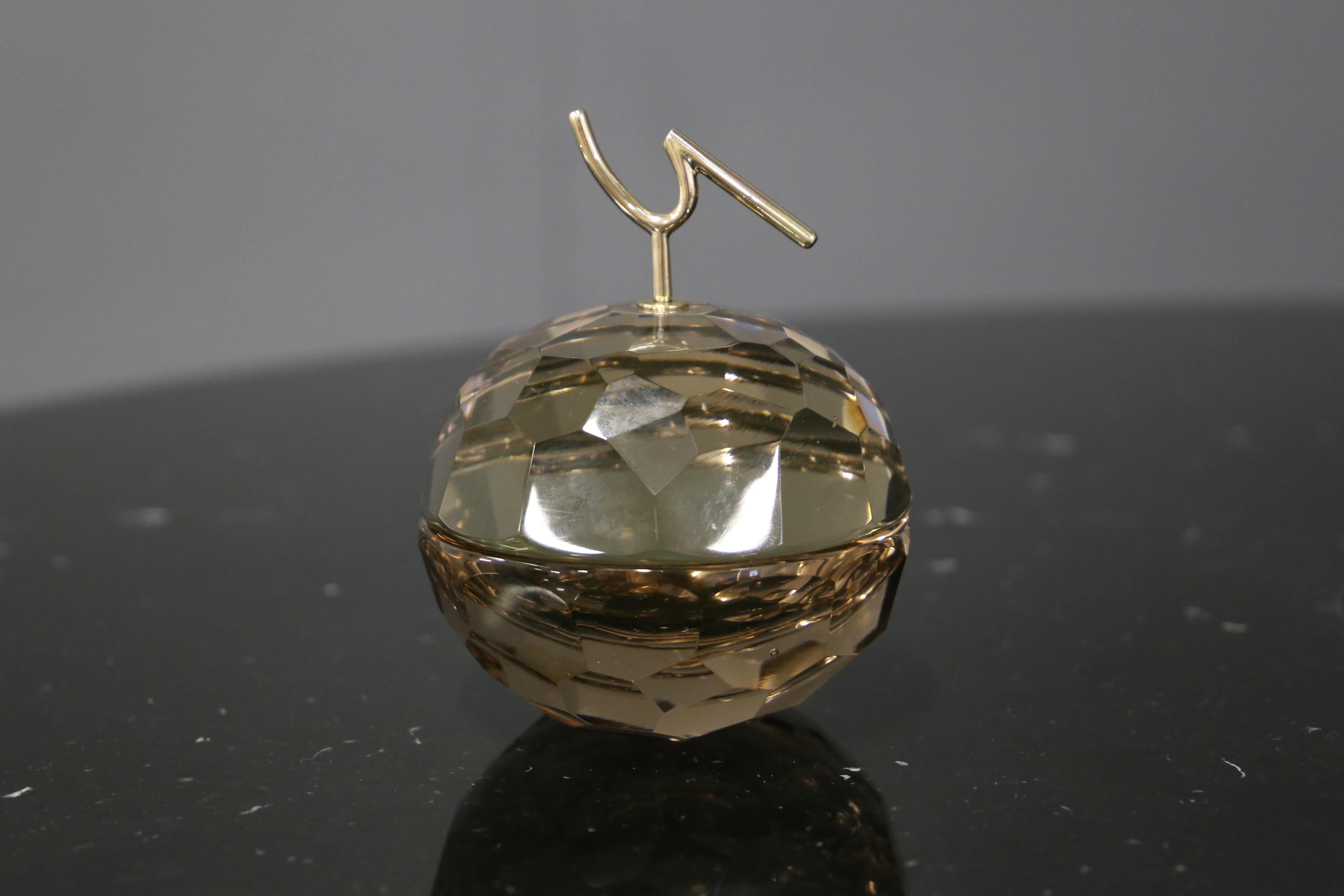 Ghir Studio Rosa Juwelenschachtel aus Messing und Glas (Italienisch) im Angebot