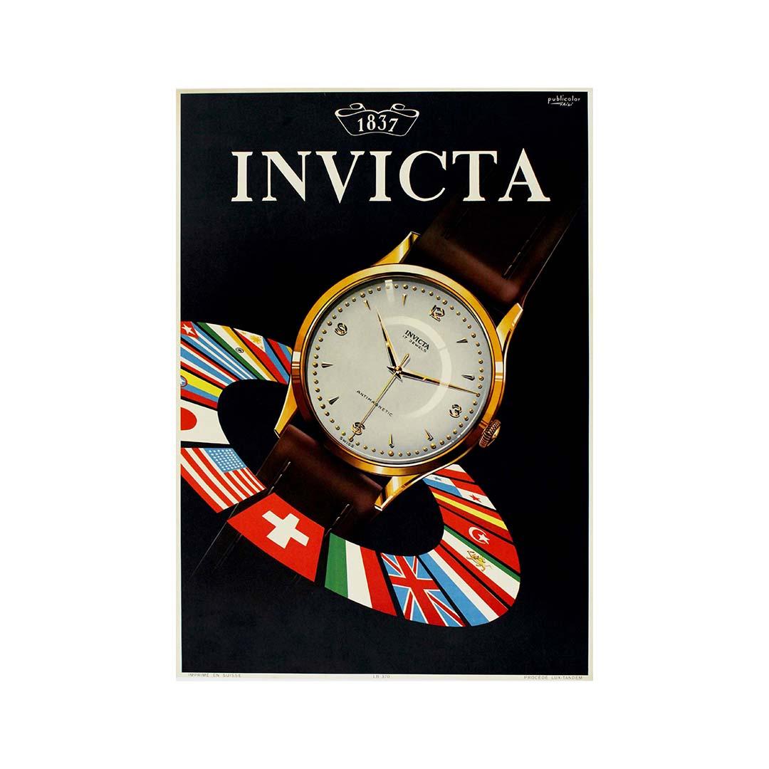 Ghisi's original poster for Invicta - 17 Jewels Antimagnetic Swiss stands as a rare and historical gem, offering a captivating glimpse into the world of horological elegance and Swiss craftsmanship. This iconic poster is not just an advertisement;