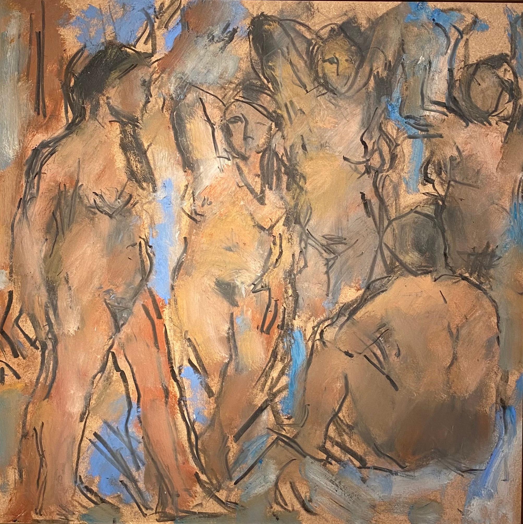 'Re-inacting Picasso', Figurative, Nude painting inspired by Picasso's paintings. Beautiful composition of earthy tones and reds, and oranges.   

Ghislaine was born in Eccles and studied Fine Art at Newcastle University. She lived in London and