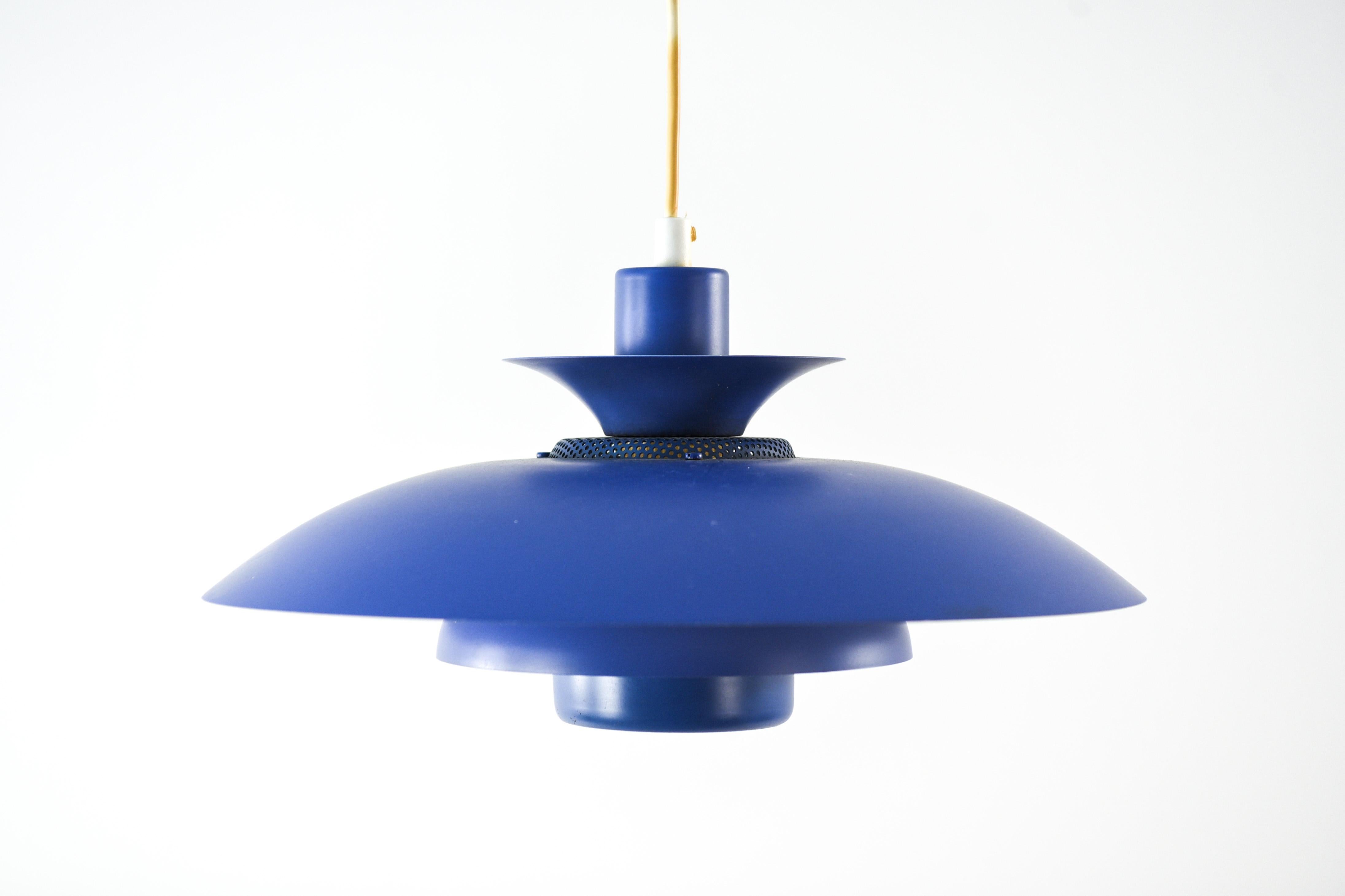 This blue colored pendant lamp is model 