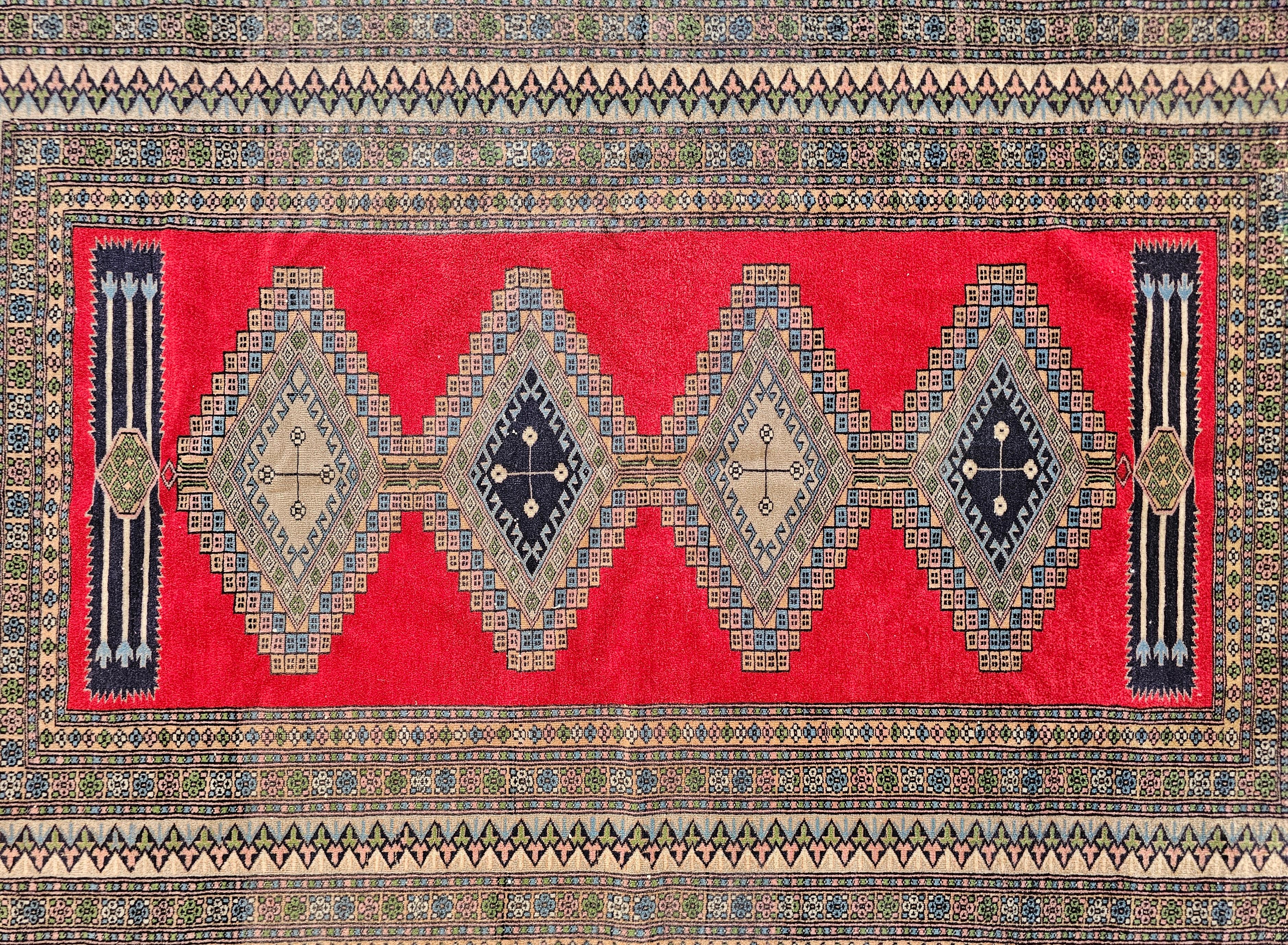 Tribal Ghom Rug with unique patterns, handknotted in 100% fine wool, Pakistan 1930s For Sale