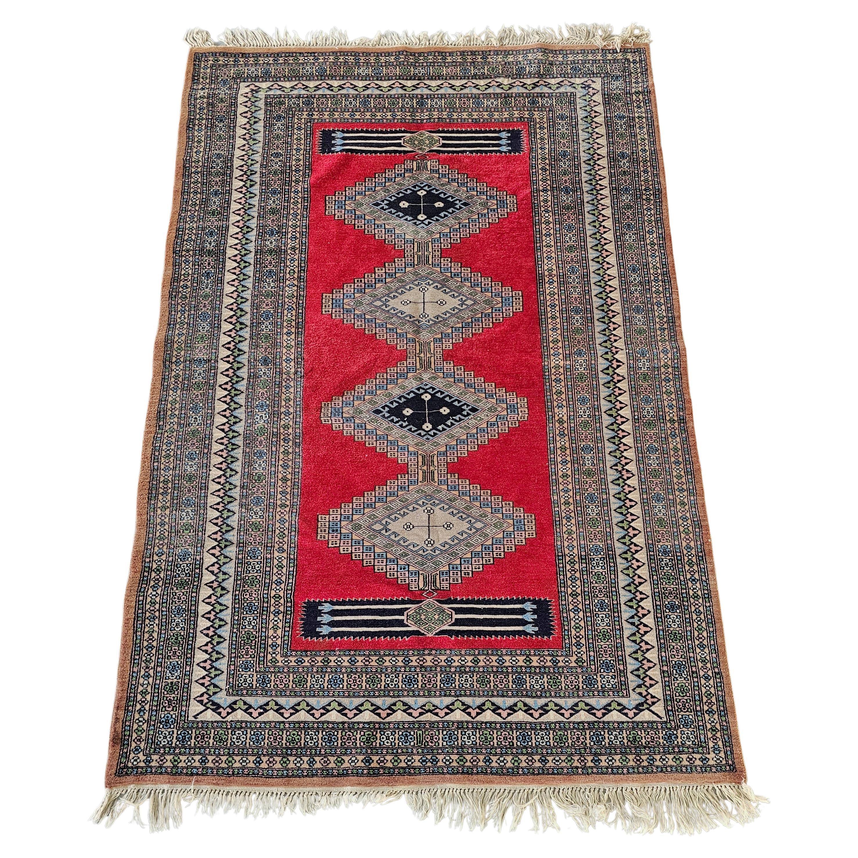 Ghom Rug with unique patterns, handknotted in 100% fine wool, Pakistan 1930s For Sale