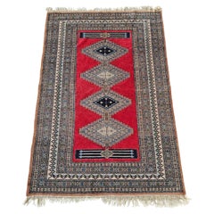 Vintage Ghom Rug with unique patterns, handknotted in 100% fine wool, Pakistan 1930s