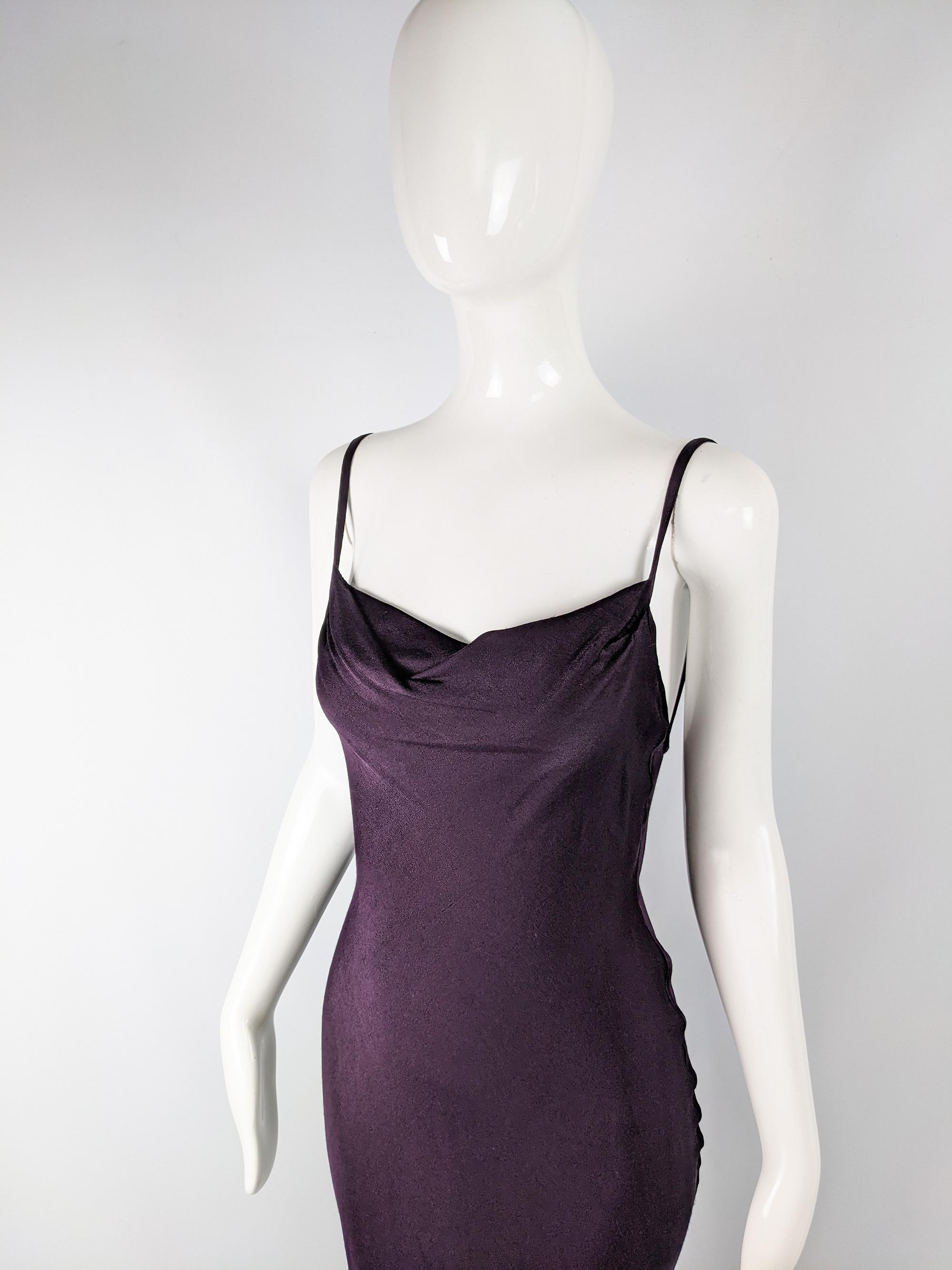 Ghost 1990s Vintage Bias Cut Rückenfrei Cowl Neck Abendkleid (Schwarz)