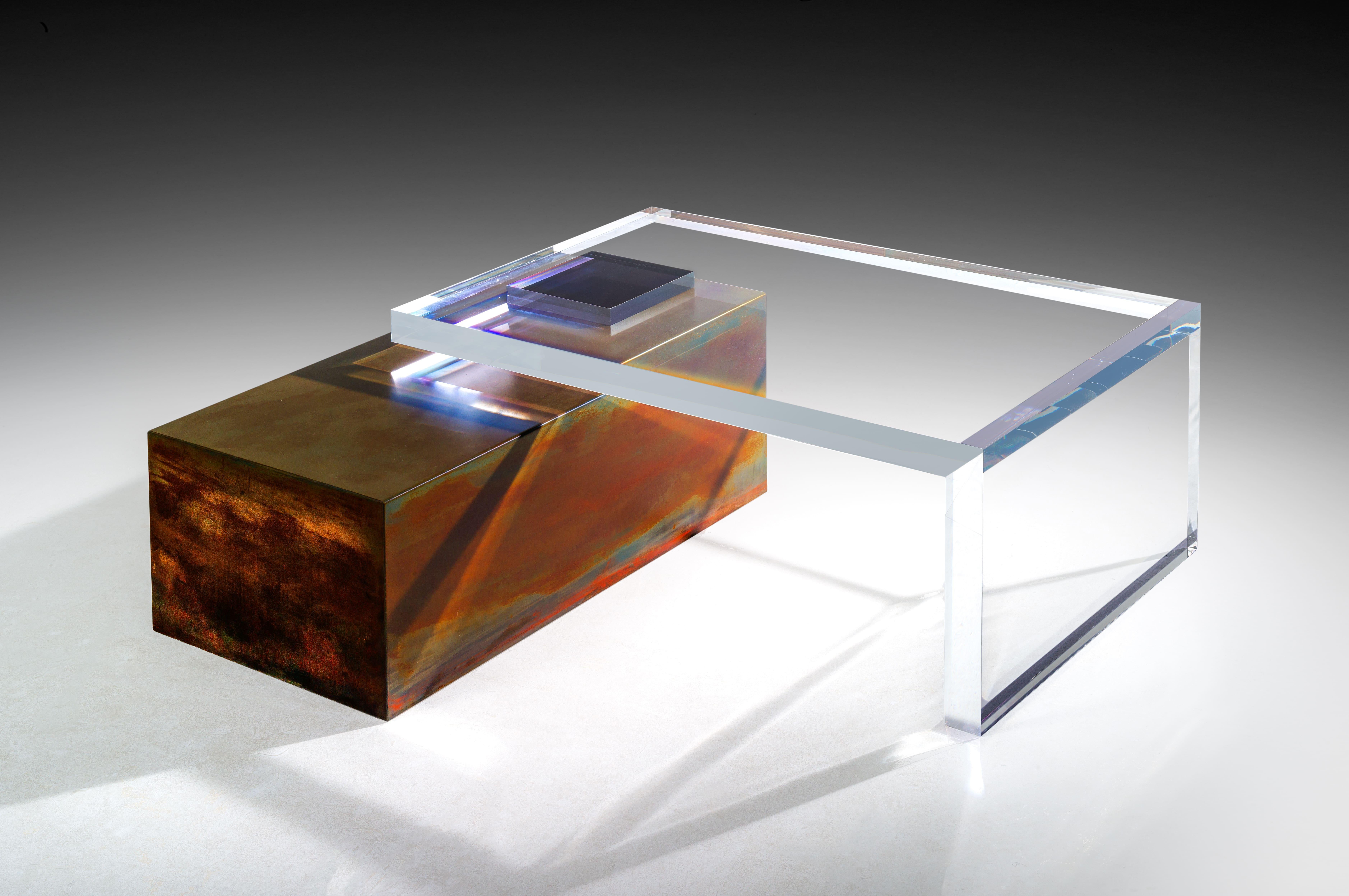 Ghost Altuglas Coffee Table by Charly Bounan
Hand-sculpted Altuglas and sculpted design artwork
Dimensions Altuglas part : 120 x 75 x 40 cm
 Sculpted Bloc: 100 x 55 x 36.5 cm
Material: Altuglas
Signed Charly Bounan

Charly Bounan, is a