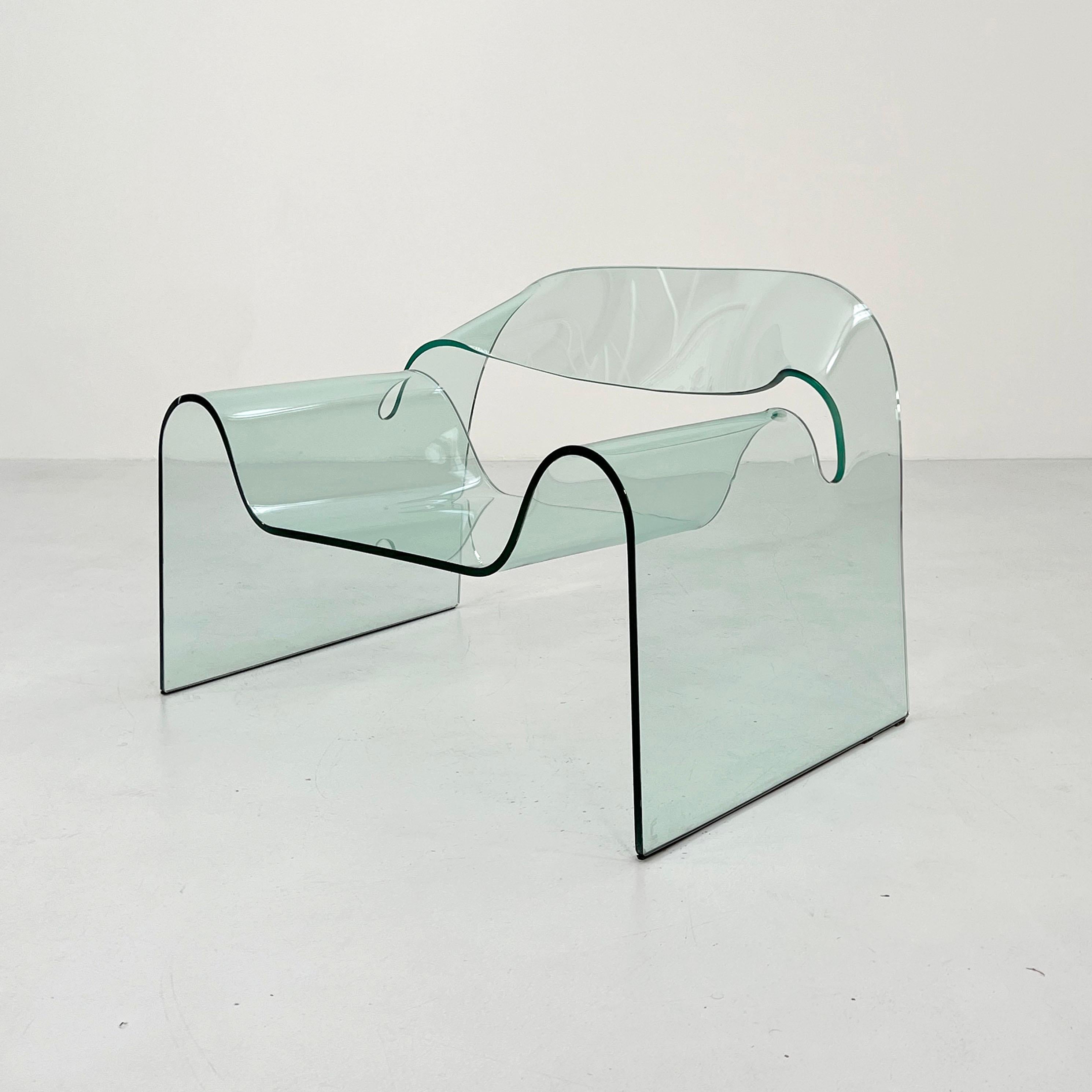 Designer - Cini Boeri
Producer - Fiam 
Model - Ghost Chair
Design Period - Nineties
Measurements - width 94 cm x depth 74 cm x height 62 cm x seat height 31 cm
Materials - glass
Color - clear
Light wear consistent with age and use.