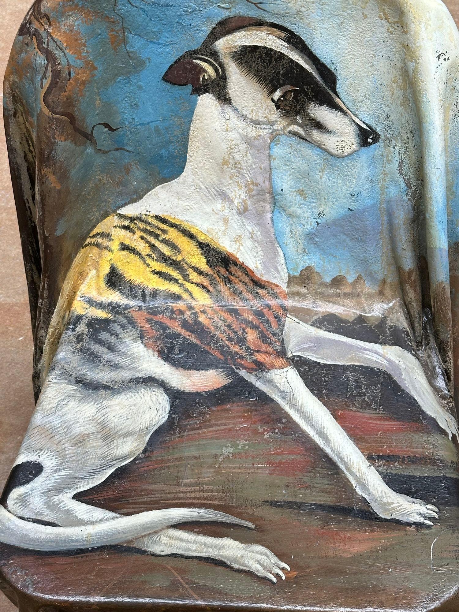 Fin du 20e siècle Chaise à rideaux Ghost avec chien peint par Reginald Baxter, 1970 en vente
