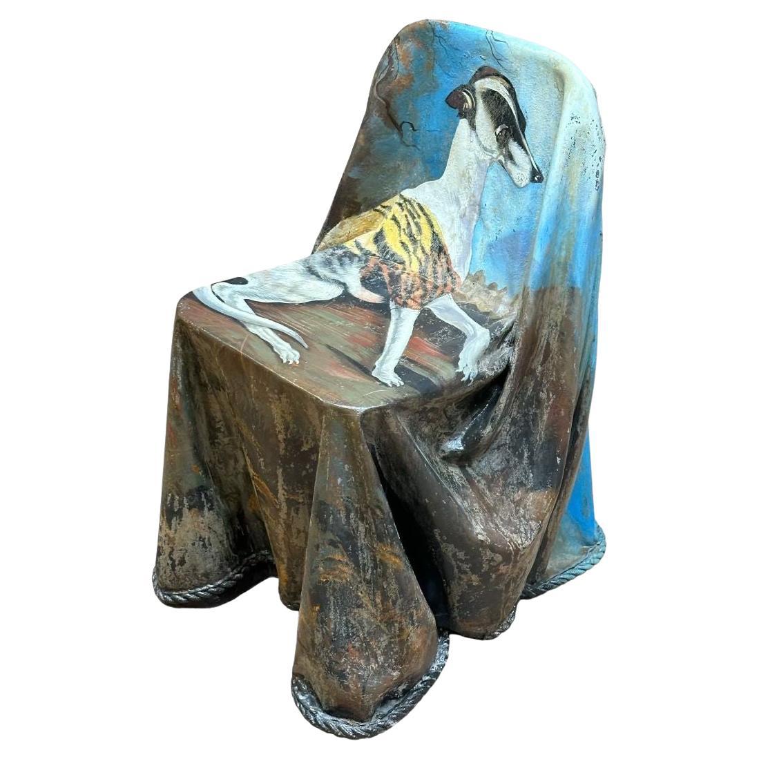 Chaise à rideaux Ghost avec chien peint par Reginald Baxter, 1970 en vente