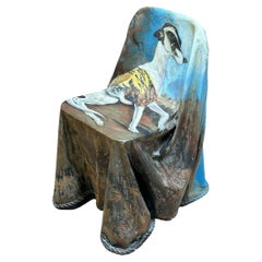Ghost Drapery Chair mit gemaltem Hund von Reginald Baxter, 1970