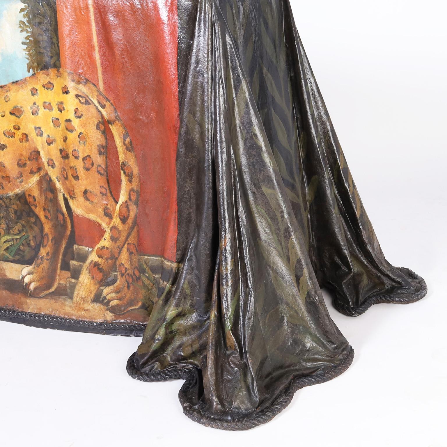 20th Century Ghost Drapery Console with Painted Leopard For Sale