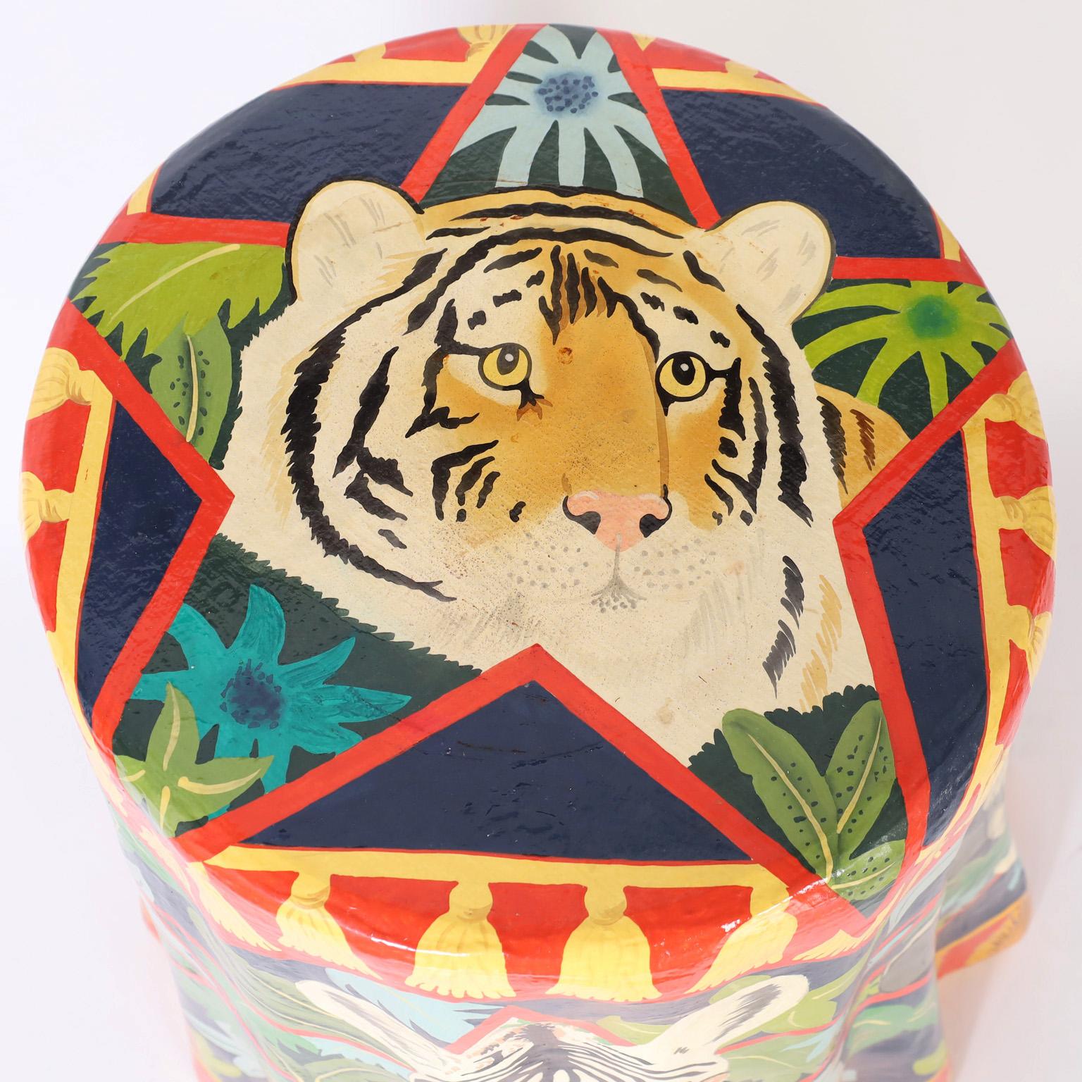 Paper Ghost Drapery Table or Stand Decorated with Animals