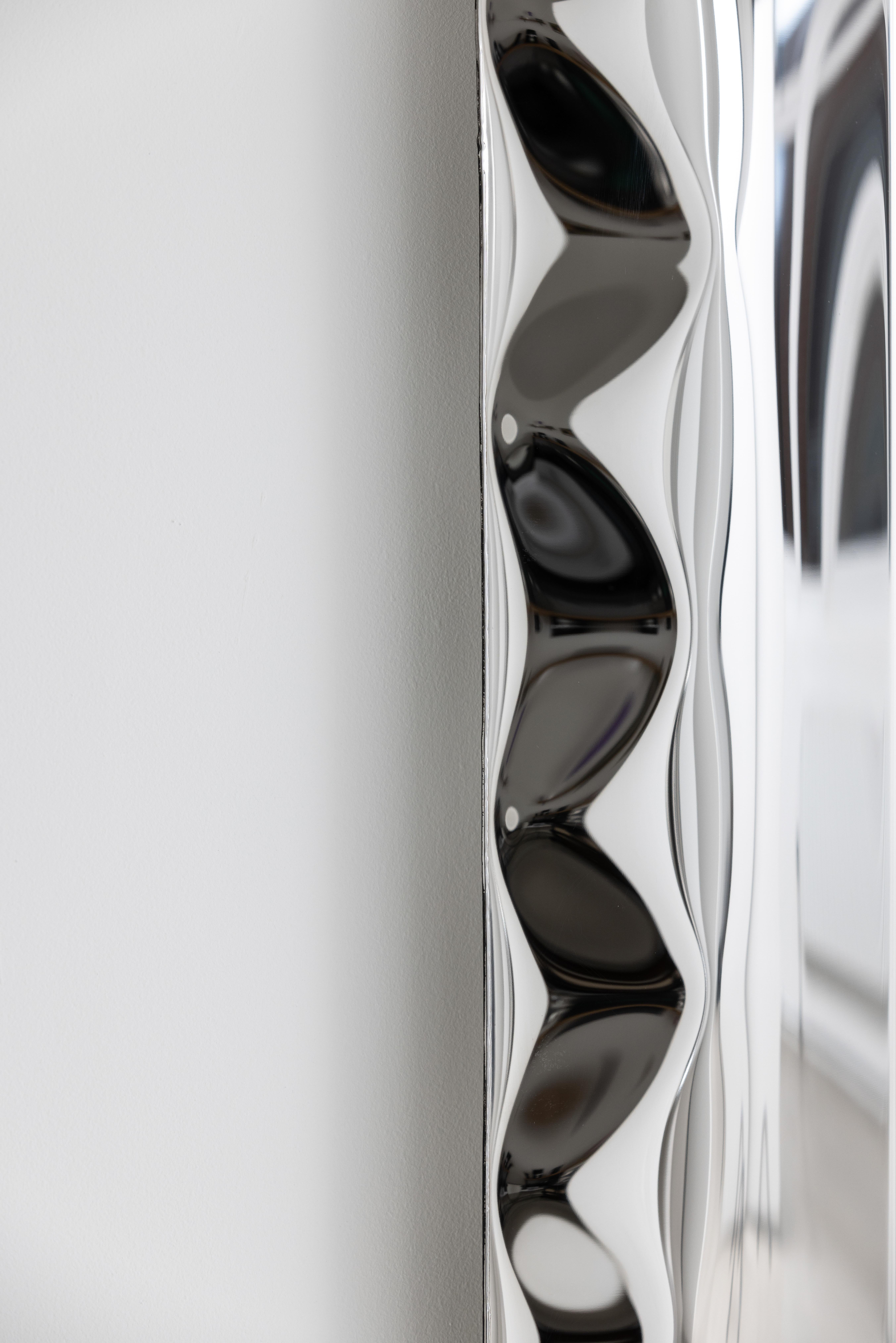 Contemporary 'Ghost' inflated metal full length mirror, stainless steel