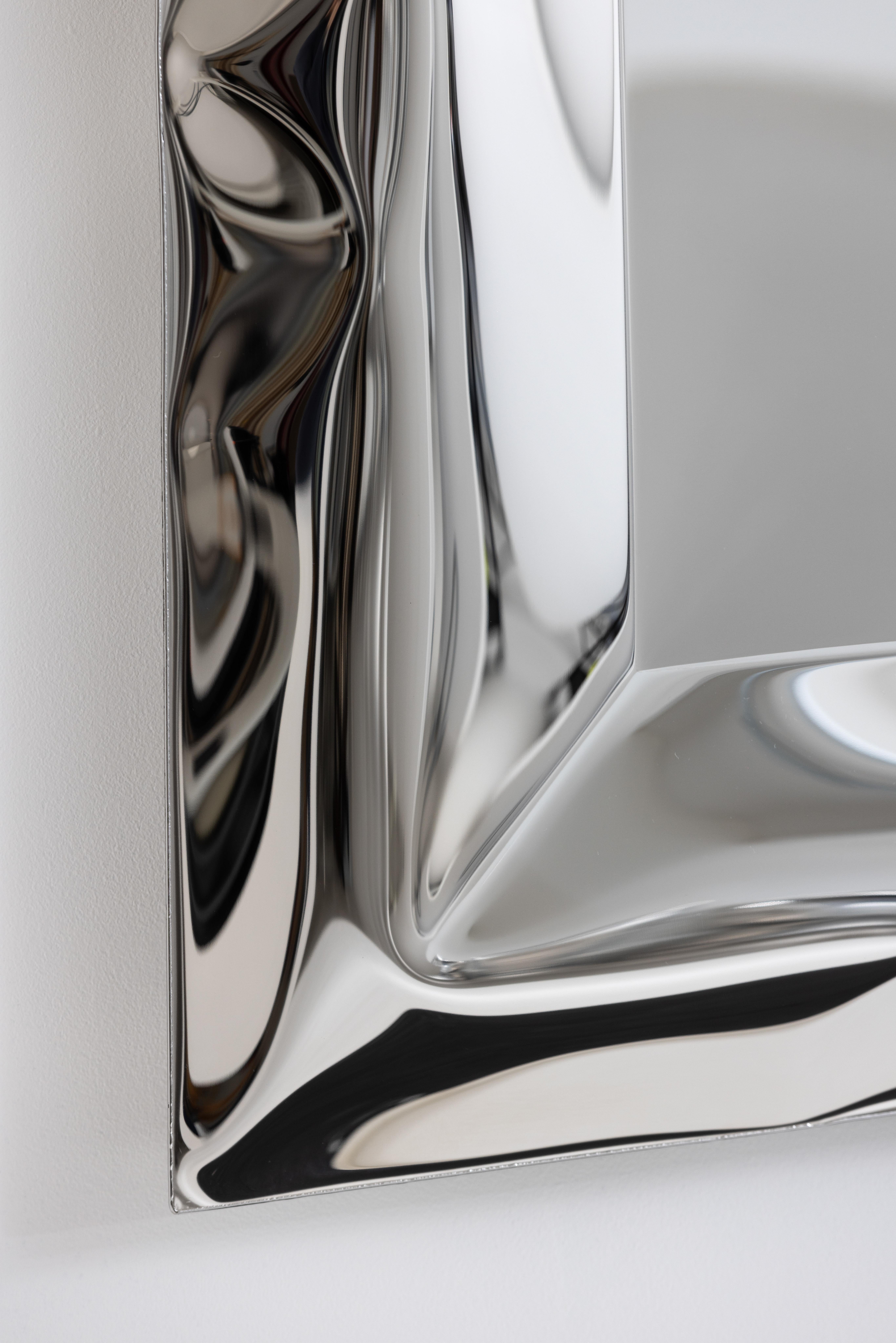 Metal 'Ghost' inflated metal full length mirror, stainless steel