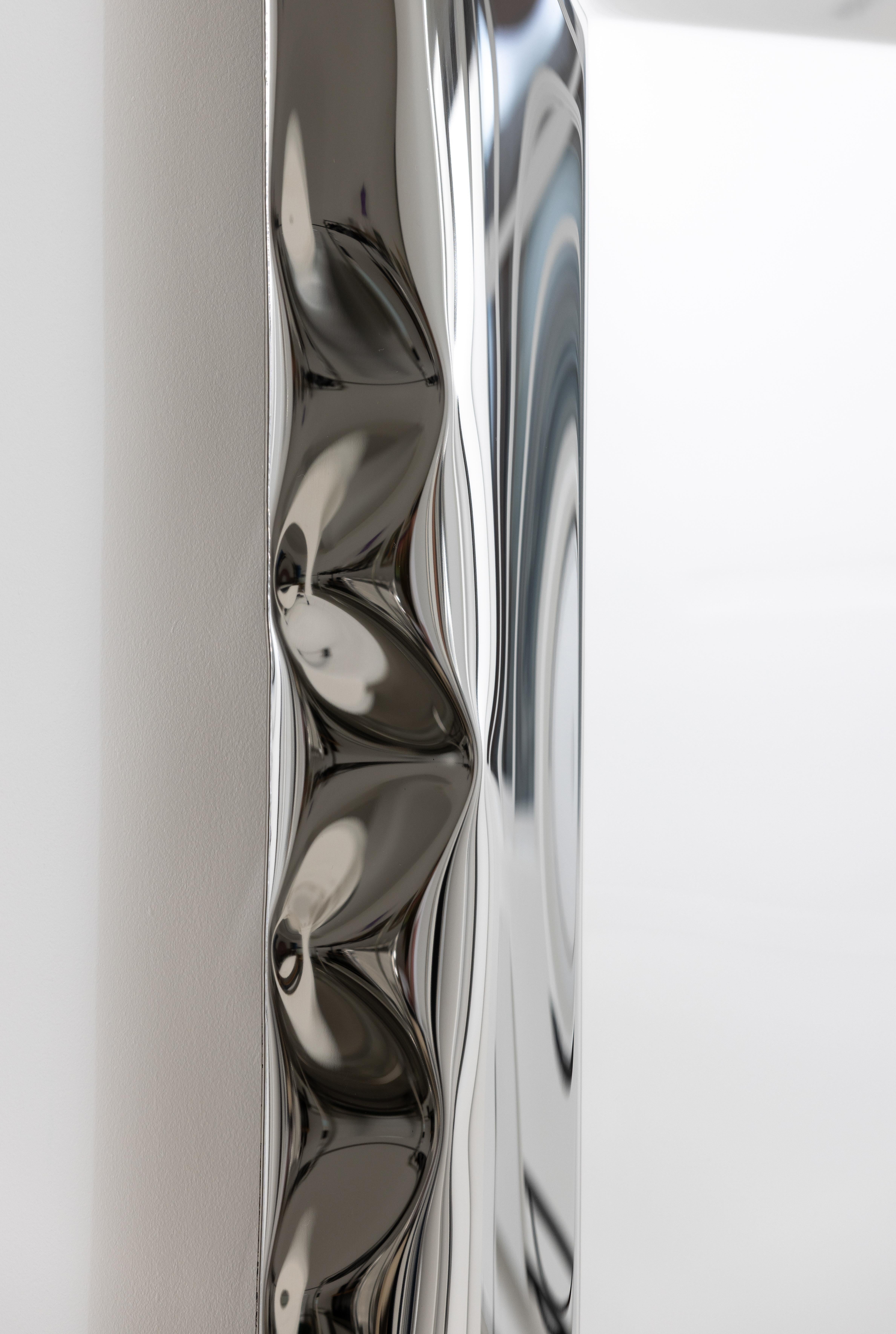 'Ghost' inflated metal full length mirror, stainless steel 1