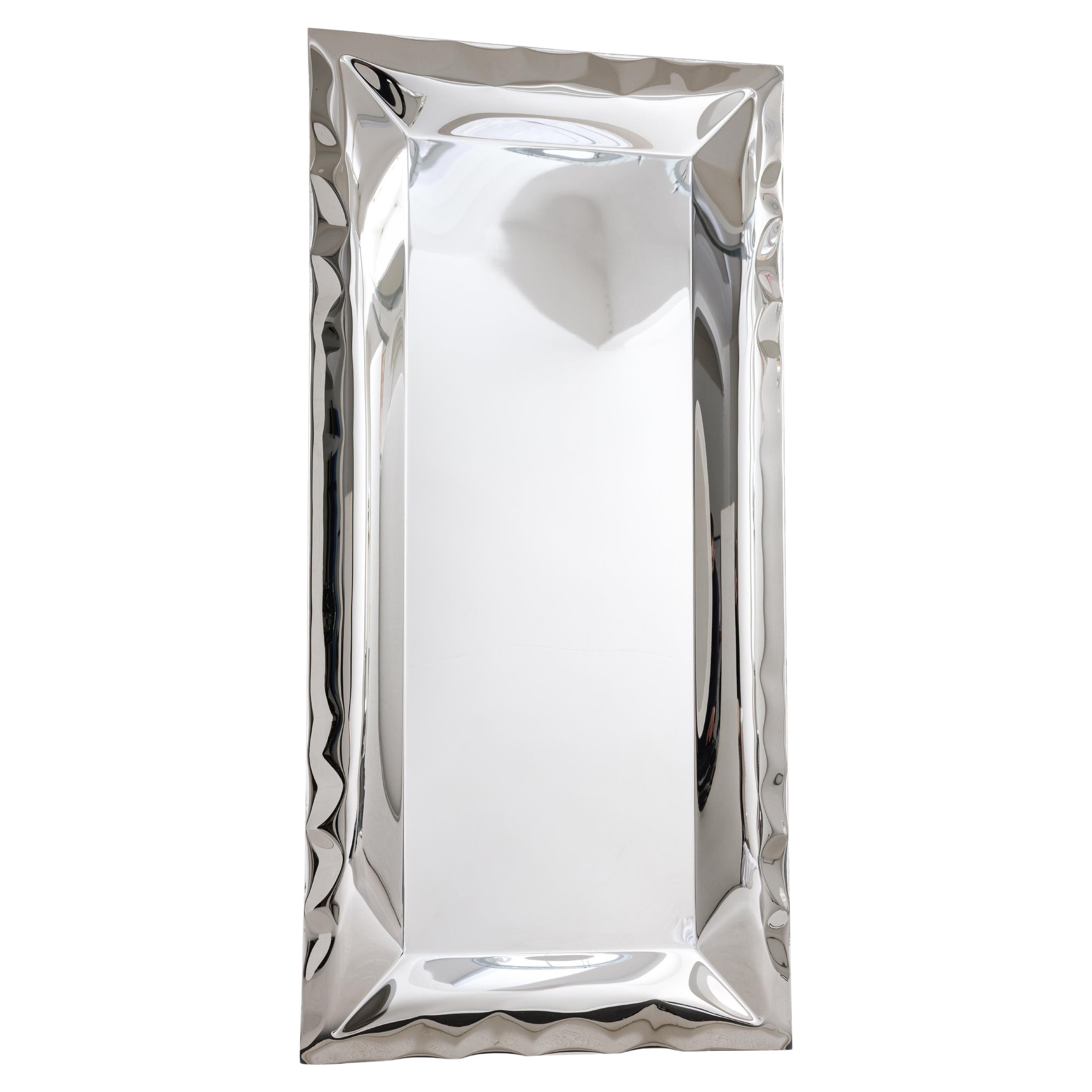 'Ghost' inflated metal full length mirror, stainless steel